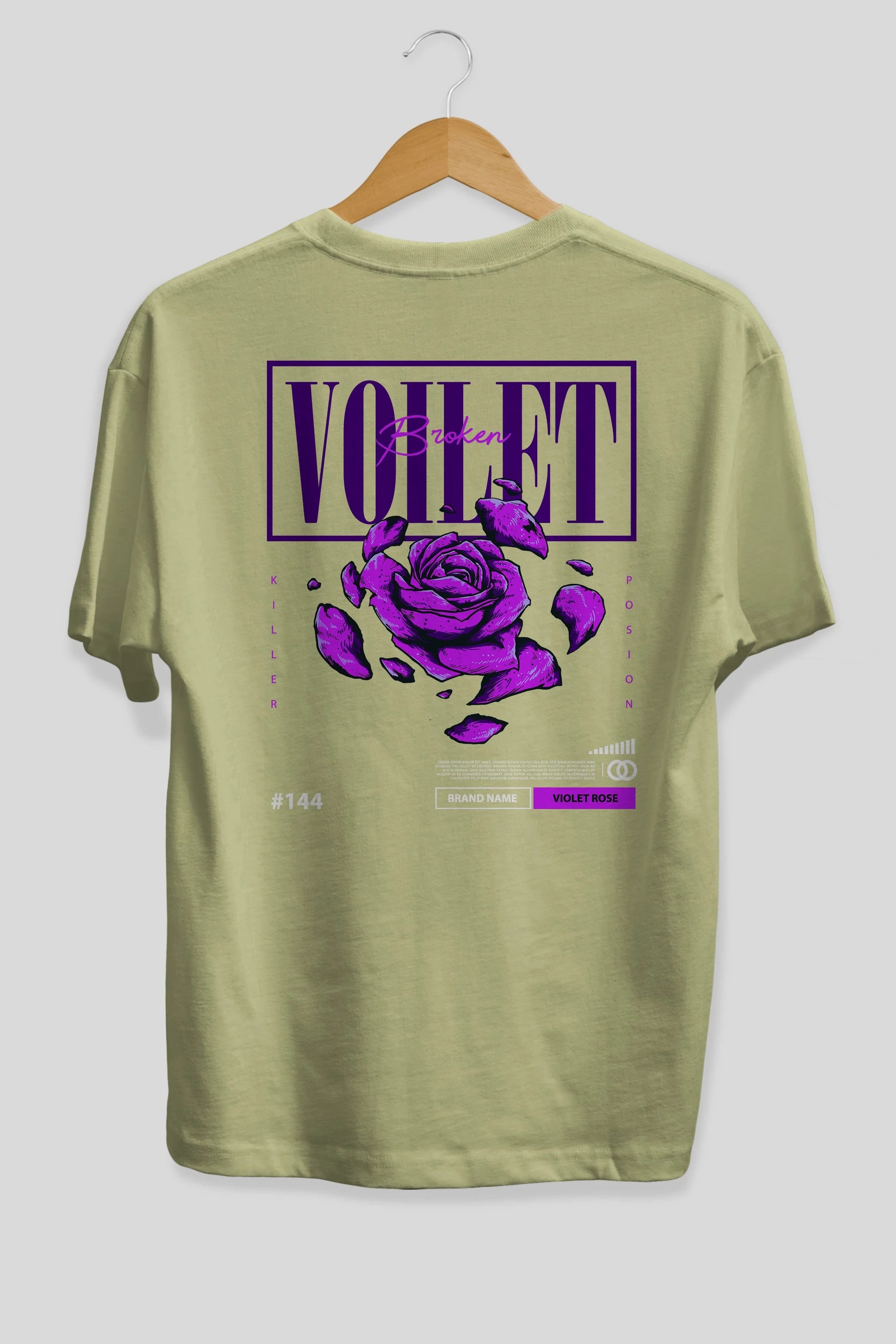 Voilet Broken Arka Baskılı Oversize t-shirt Erkek Kadın Unisex