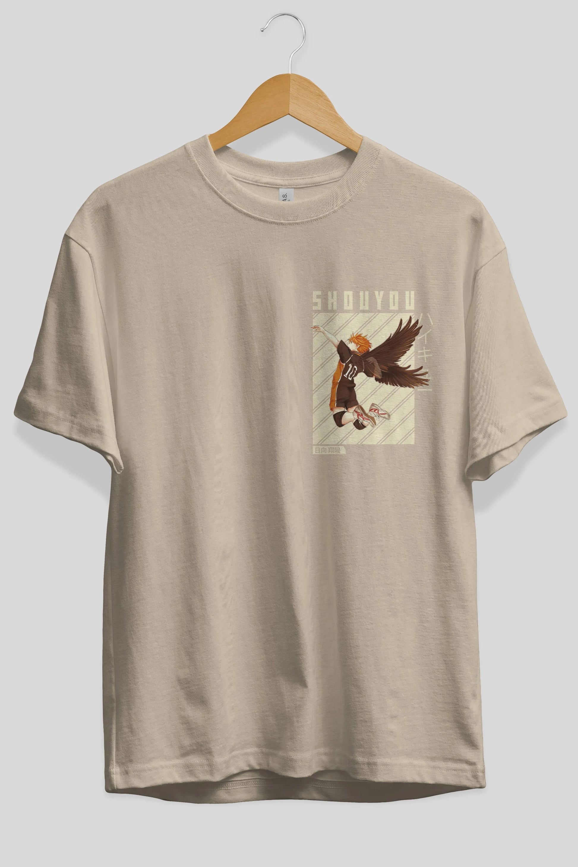 Shouyou Hinata 3 Ön Sol Baskılı Oversize t-shirt Erkek Kadın Unisex %100 Pamuk Bisiklet Yaka tişort