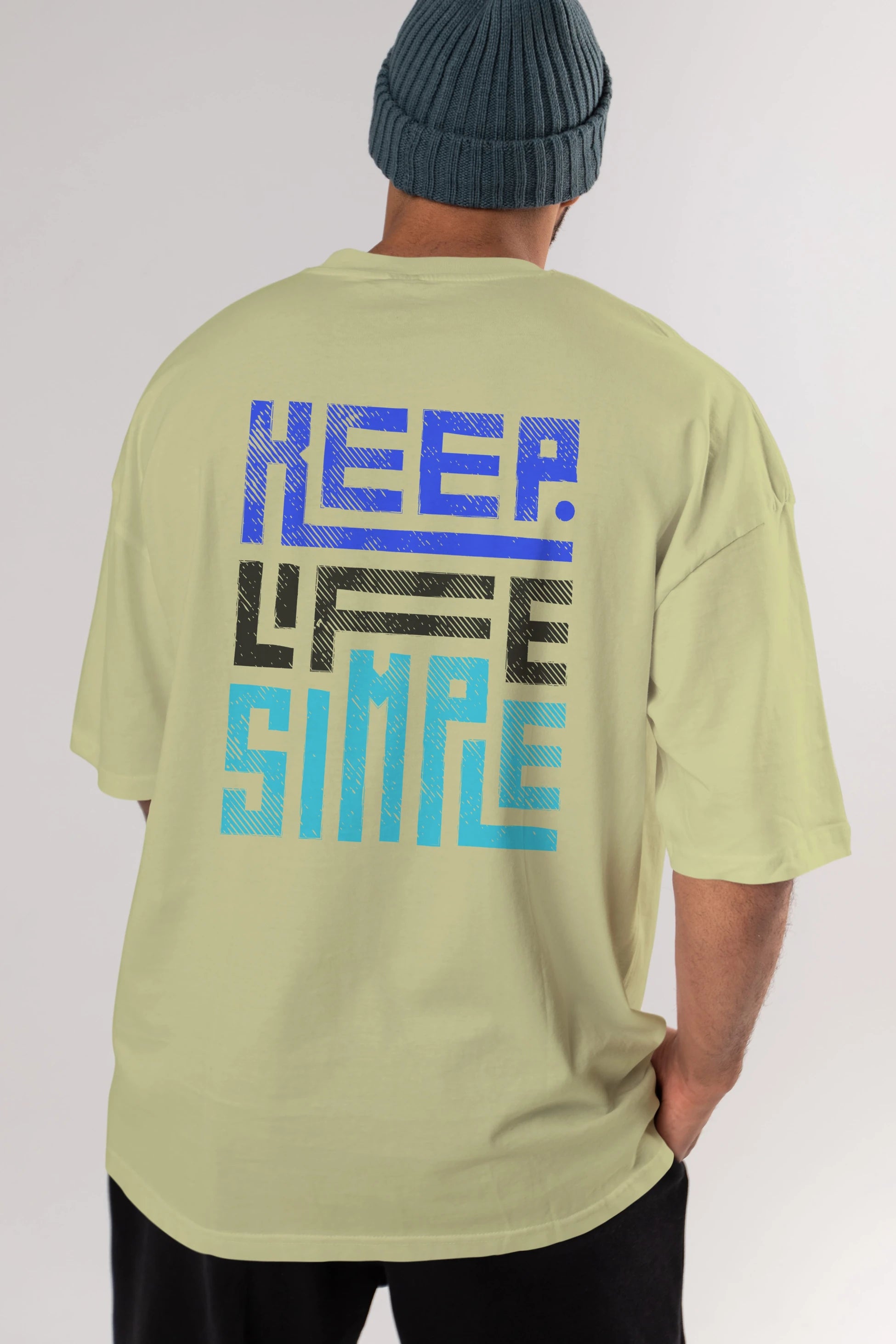 Keep Life Simple Yazılı Arka Baskılı Oversize t-shirt Erkek Kadın Unisex