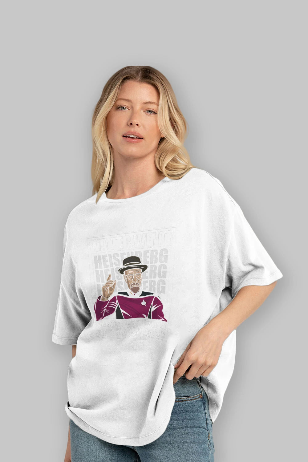 Captain Pixard Heisenberg Ön Baskılı Oversize t-shirt Erkek Kadın Unisex %100 Pamuk tişort