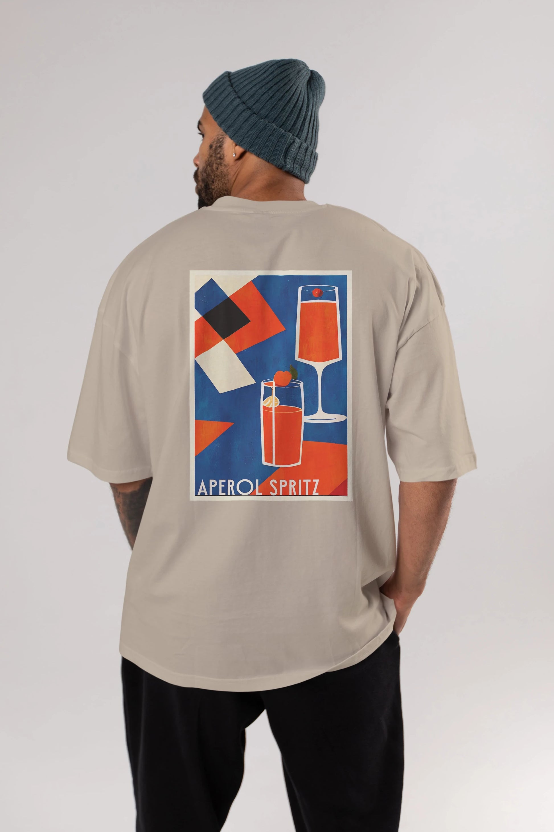 Aperol Spritz 4 Arka Baskılı Oversize t-shirt Erkek Kadın Unisex %100 Pamuk Bisiklet Yaka tişort