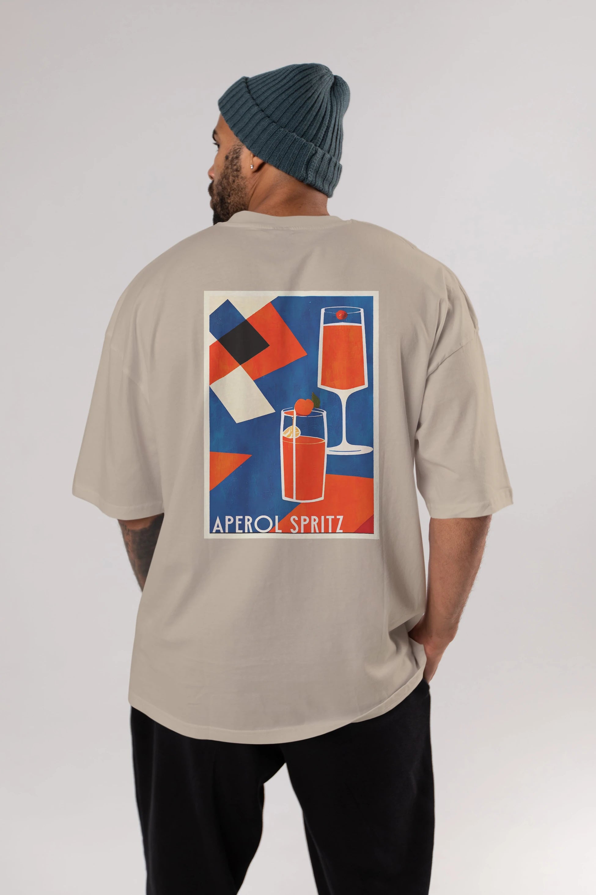 Aperol Spritz 4 Arka Baskılı Oversize t-shirt Erkek Kadın Unisex %100 Pamuk Bisiklet Yaka tişort