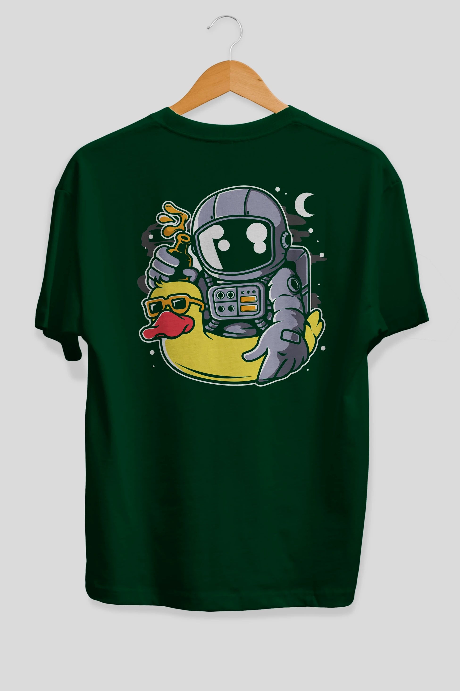 Astronaut Duck Balloon Arka Baskılı Oversize t-shirt Erkek Kadın Unisex