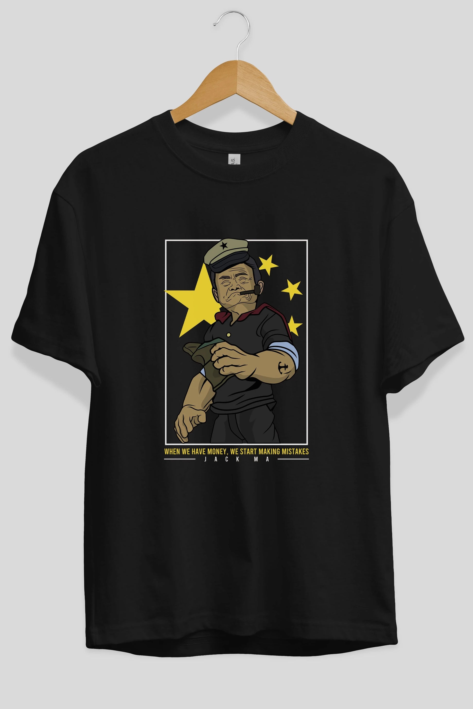 Popeye Jack Ma Ön Baskılı Oversize t-shirt Erkek Kadın Unisex %100 Pamuk tişort