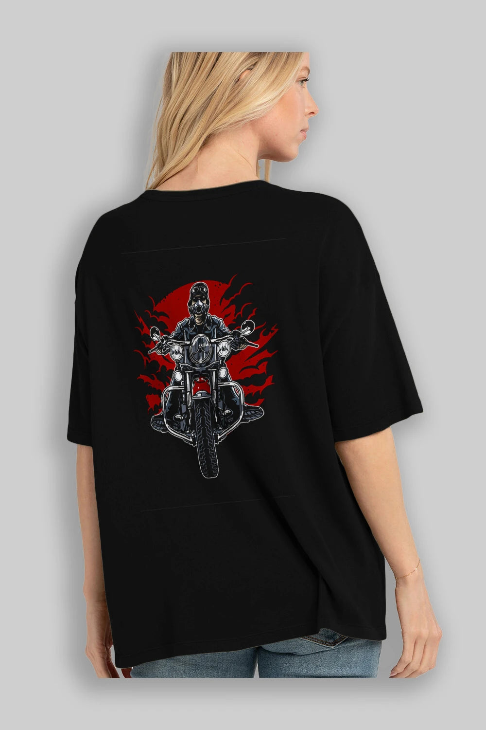 Wild Biker Arka Baskılı Oversize t-shirt Erkek Kadın Unisex %100 Pamuk