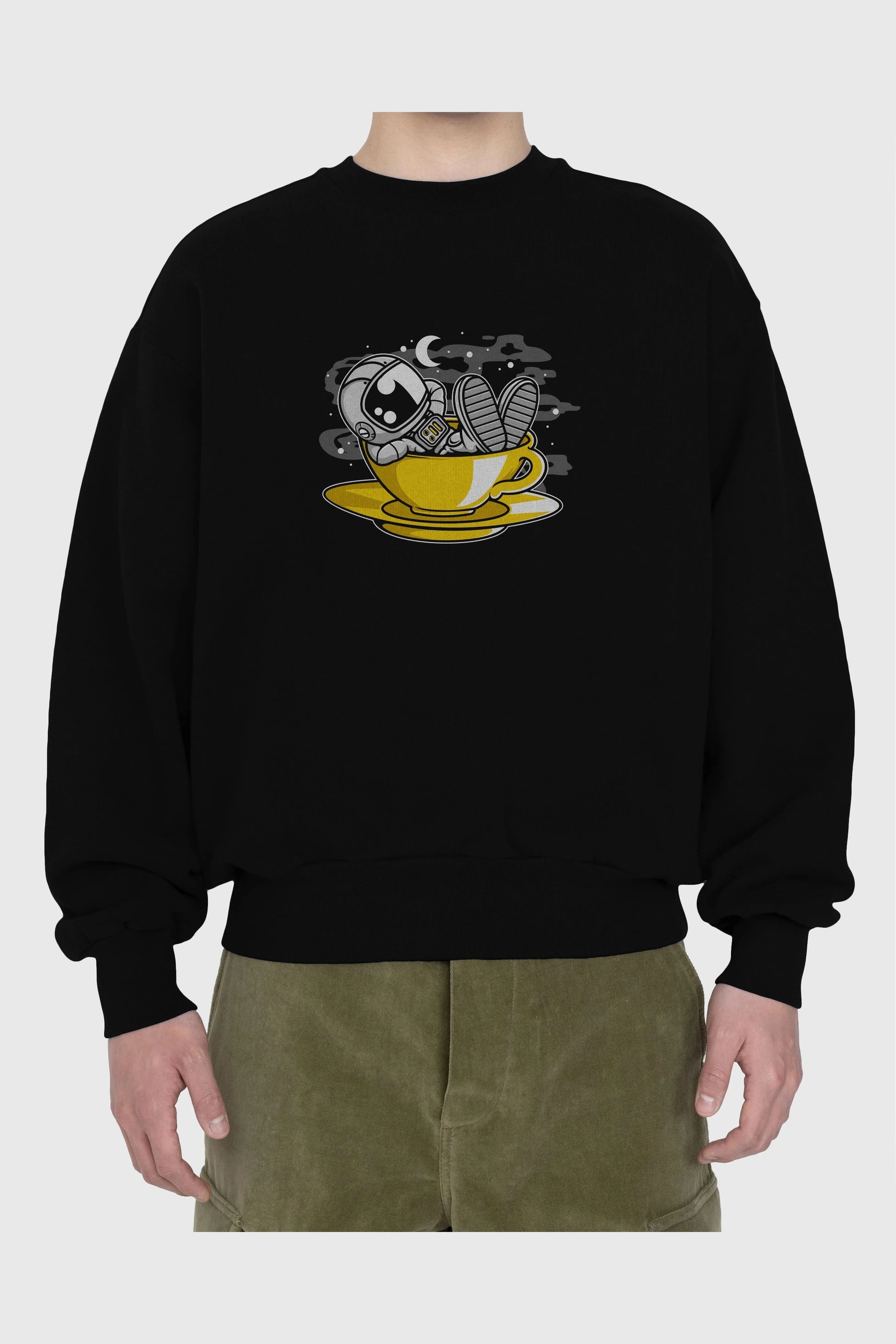 Astronaut Relax Ön Baskılı Oversize Sweatshirt Erkek Kadın Unisex