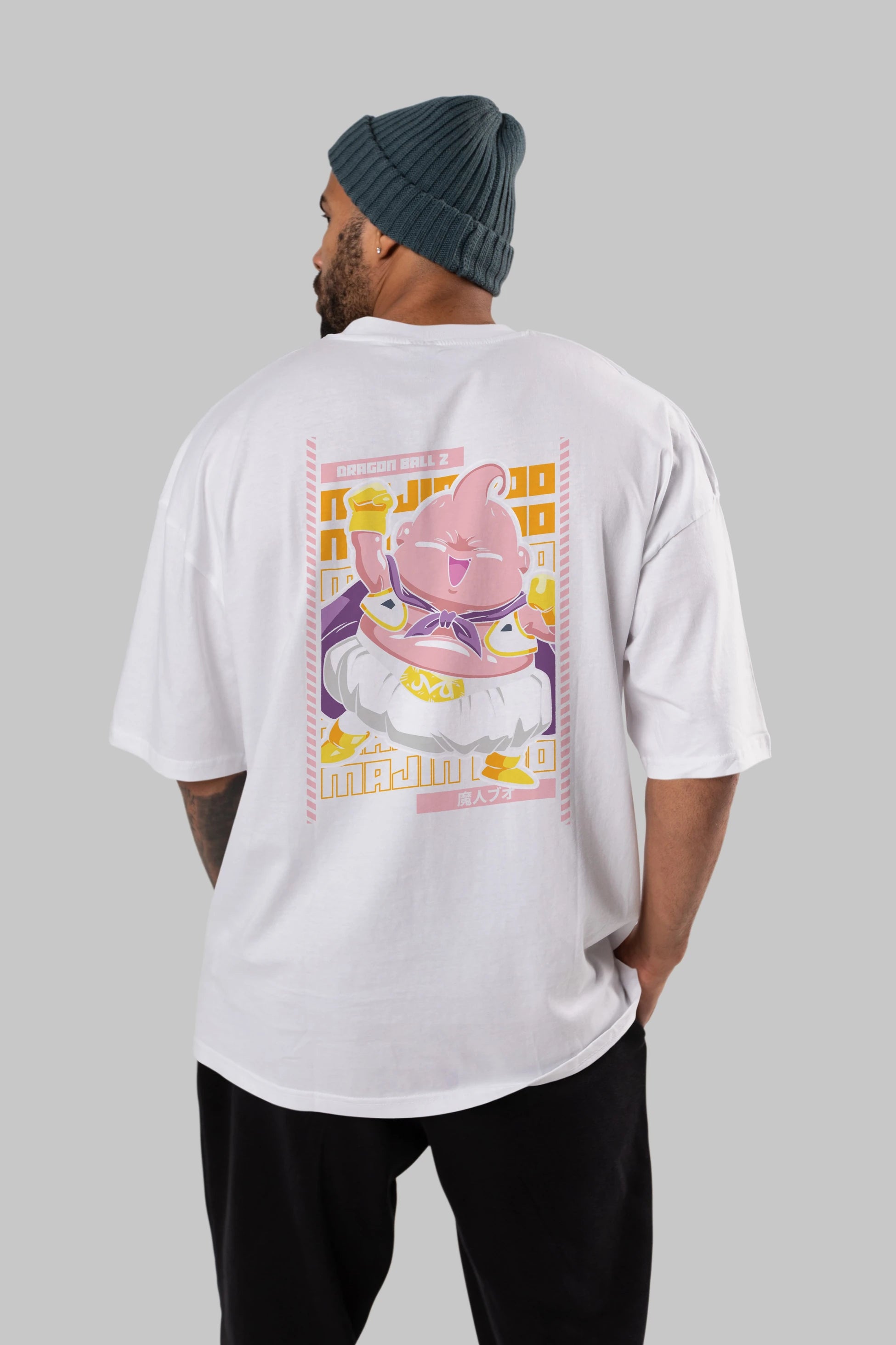 MAJIN BOO1 Anime Arka Baskılı Oversize t-shirt Erkek Kadın Unisex
