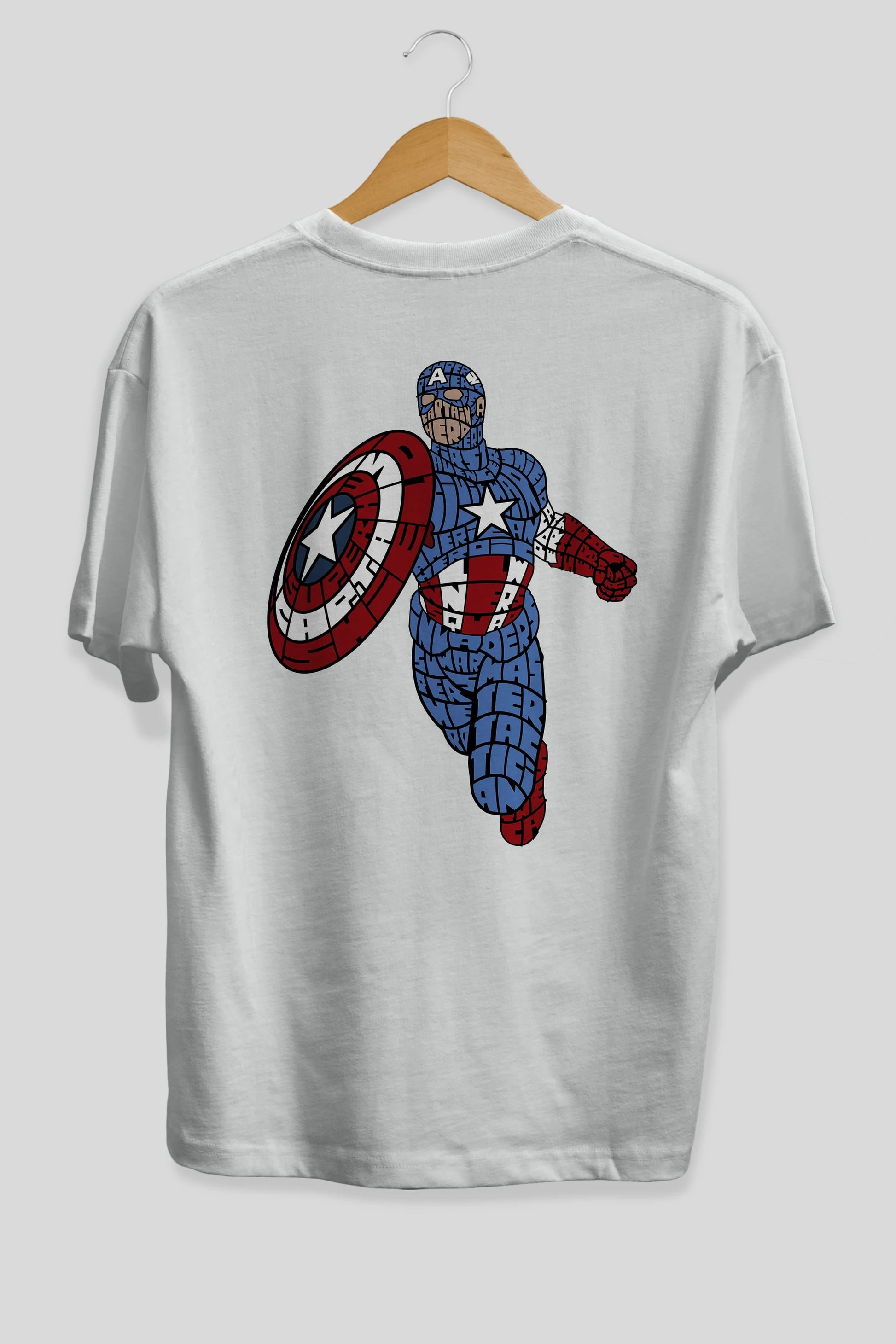 Star and Stripes Hero Arka Baskılı Oversize t-shirt %100 pamuk Erkek Kadın Unisex
