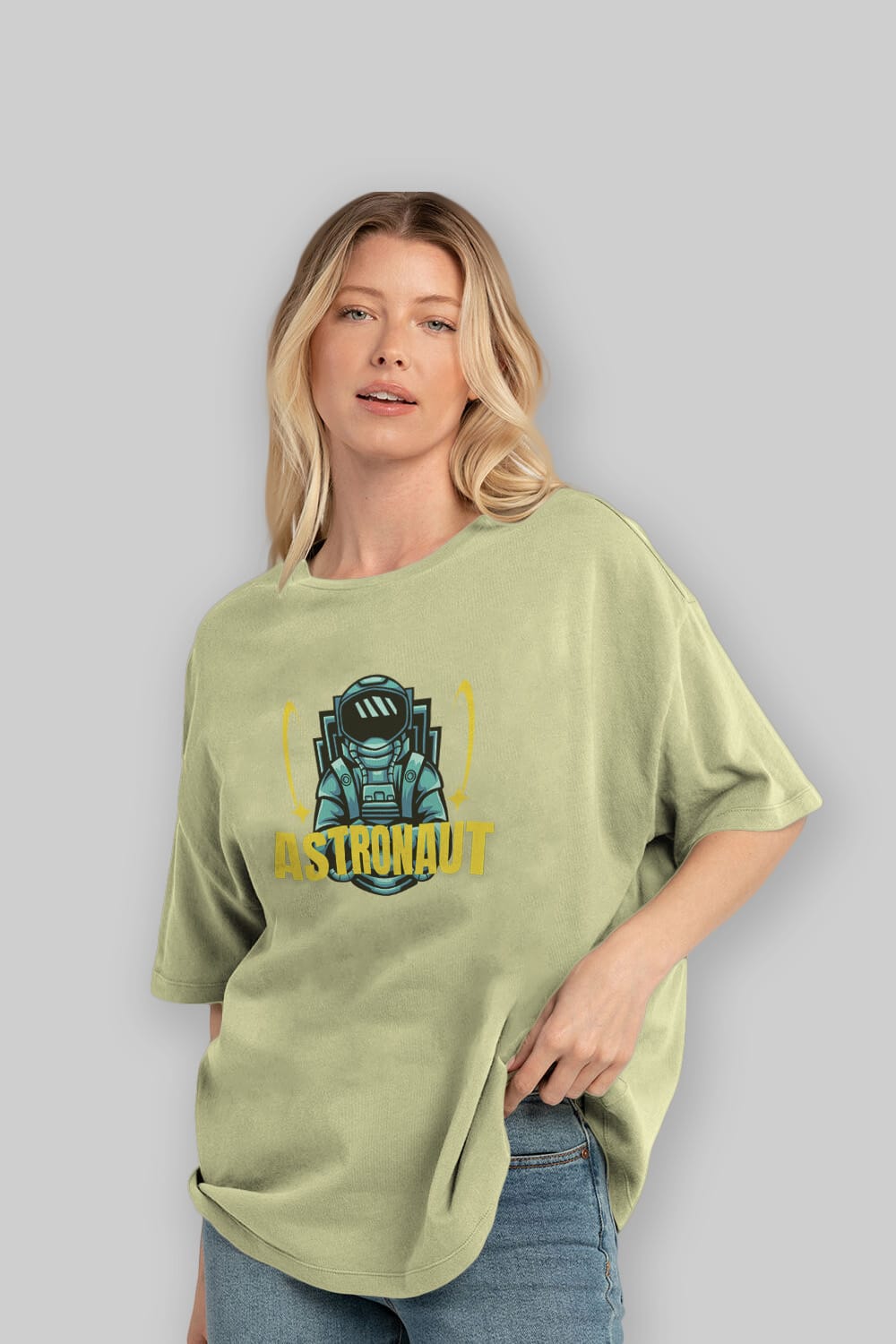Astronaut Ön Baskılı Oversize t-shirt Erkek Kadın Unisex