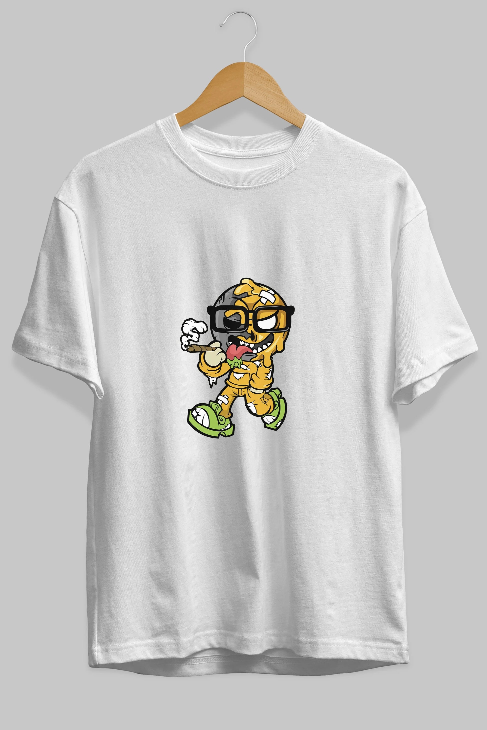 Eyeball Smoker Ön Baskılı Oversize t-shirt Erkek Kadın Unisex %100 Pamuk tişort
