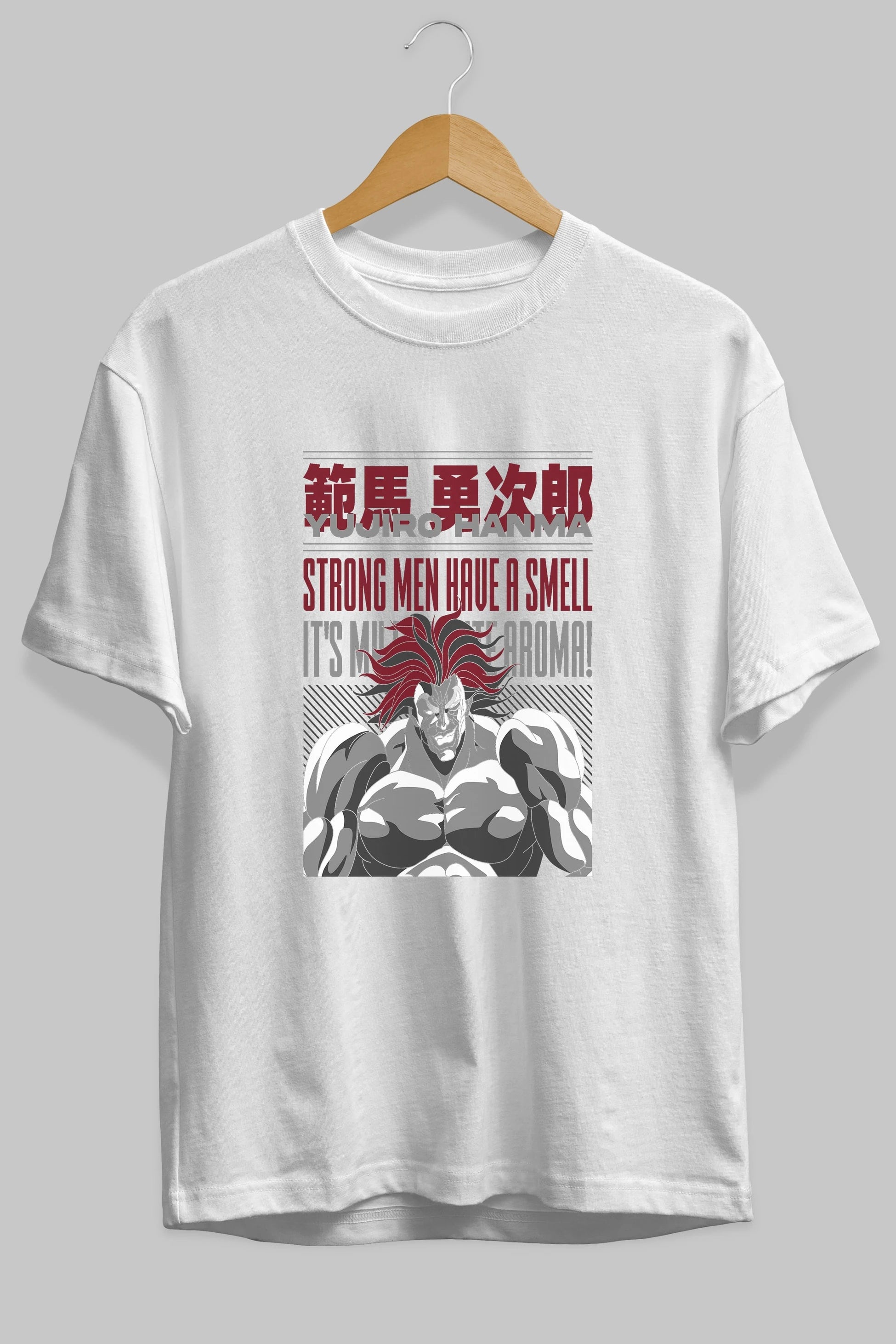 YUJIRO HANMA Anime Ön Baskılı Oversize t-shirt %100 pamuk Erkek Kadın Unisex