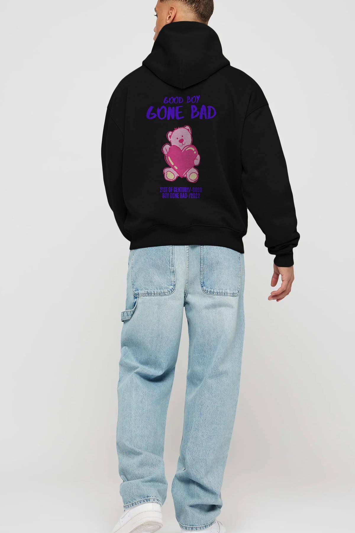 Good Boy Gona Bad Arka Baskılı Oversize Hoodie Kapüşonlu Sweatshirt Erkek Kadın Unisex