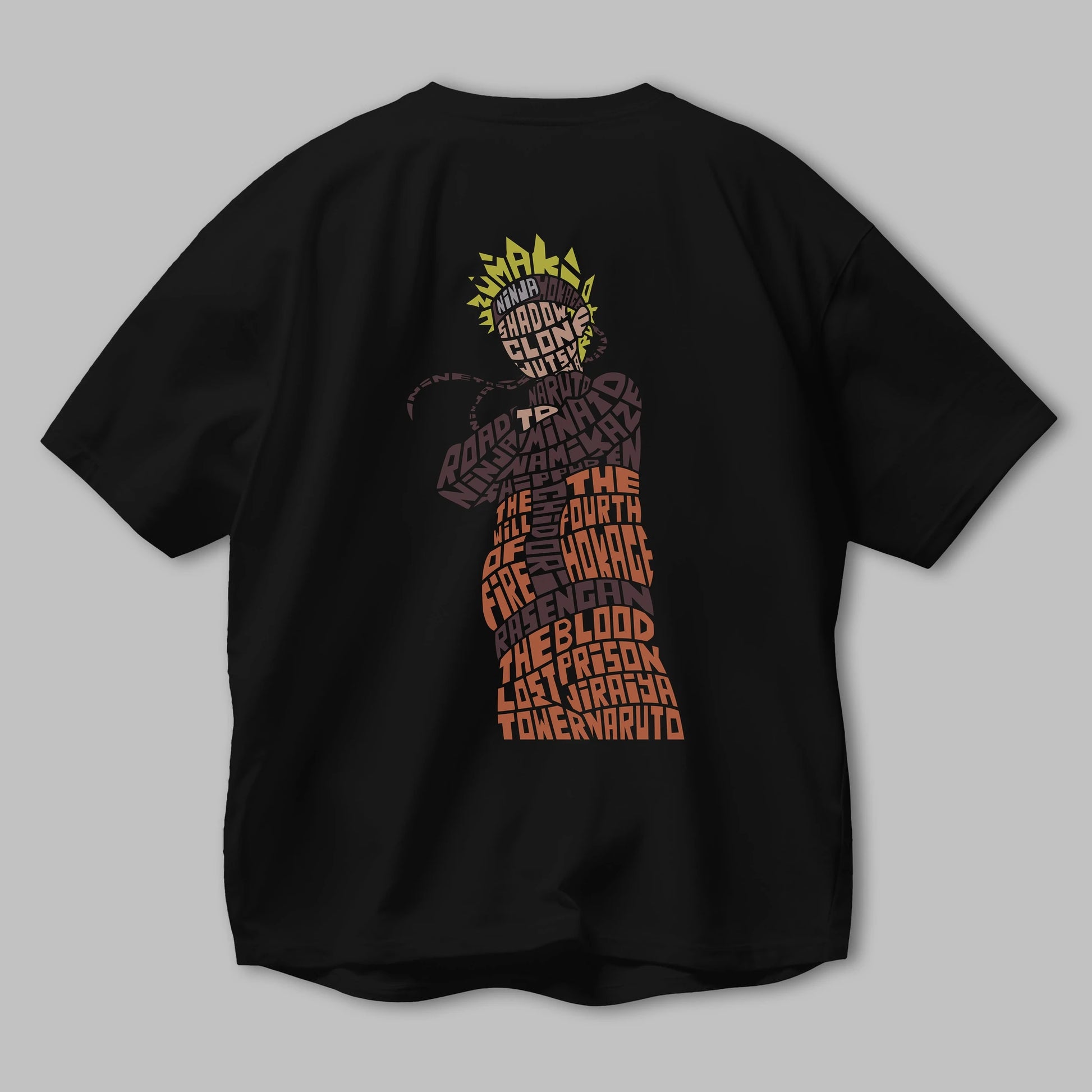 Rasengan Arka Baskılı Oversize t-shirt %100 pamuk Erkek Kadın Unisex