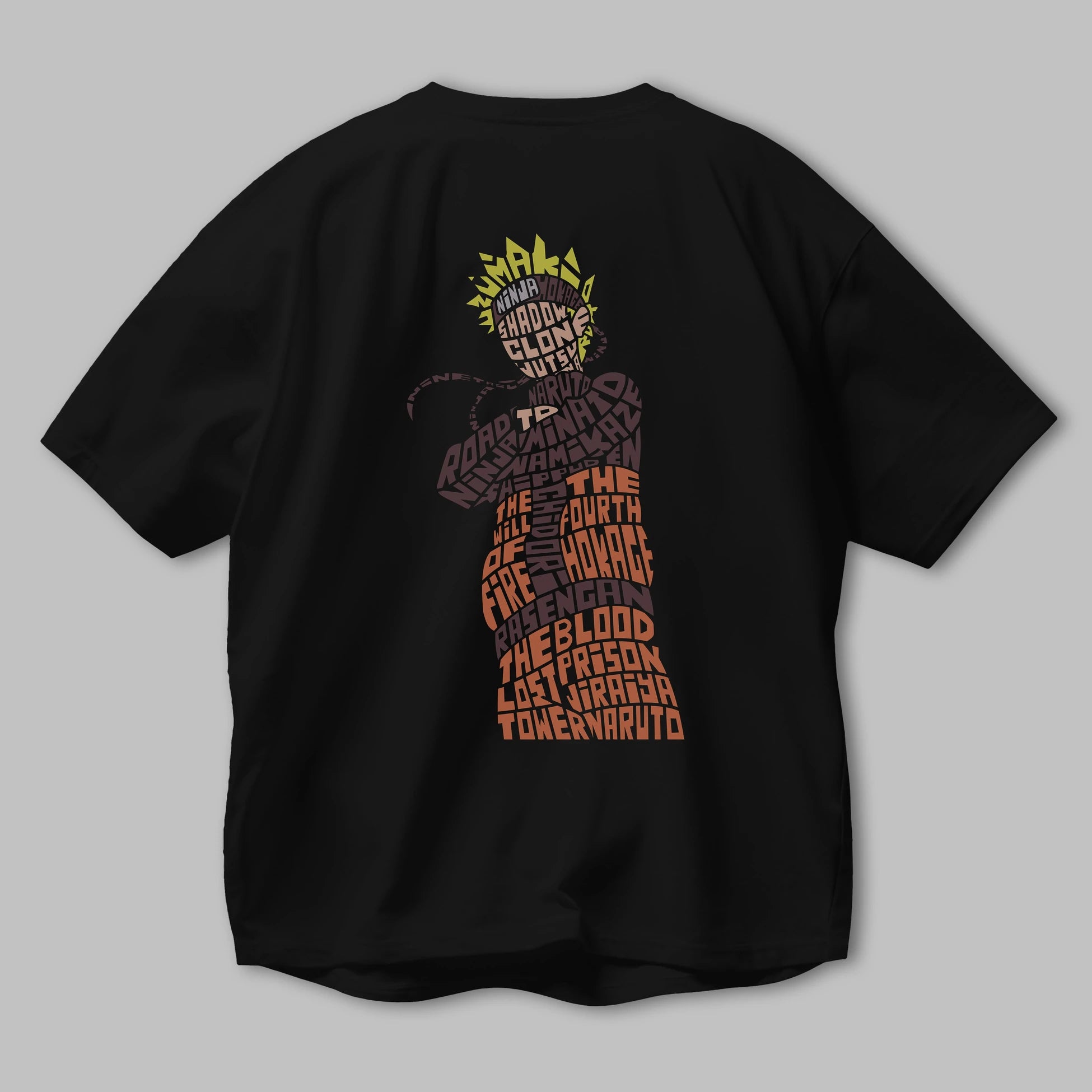 Rasengan Arka Baskılı Oversize t-shirt %100 pamuk Erkek Kadın Unisex