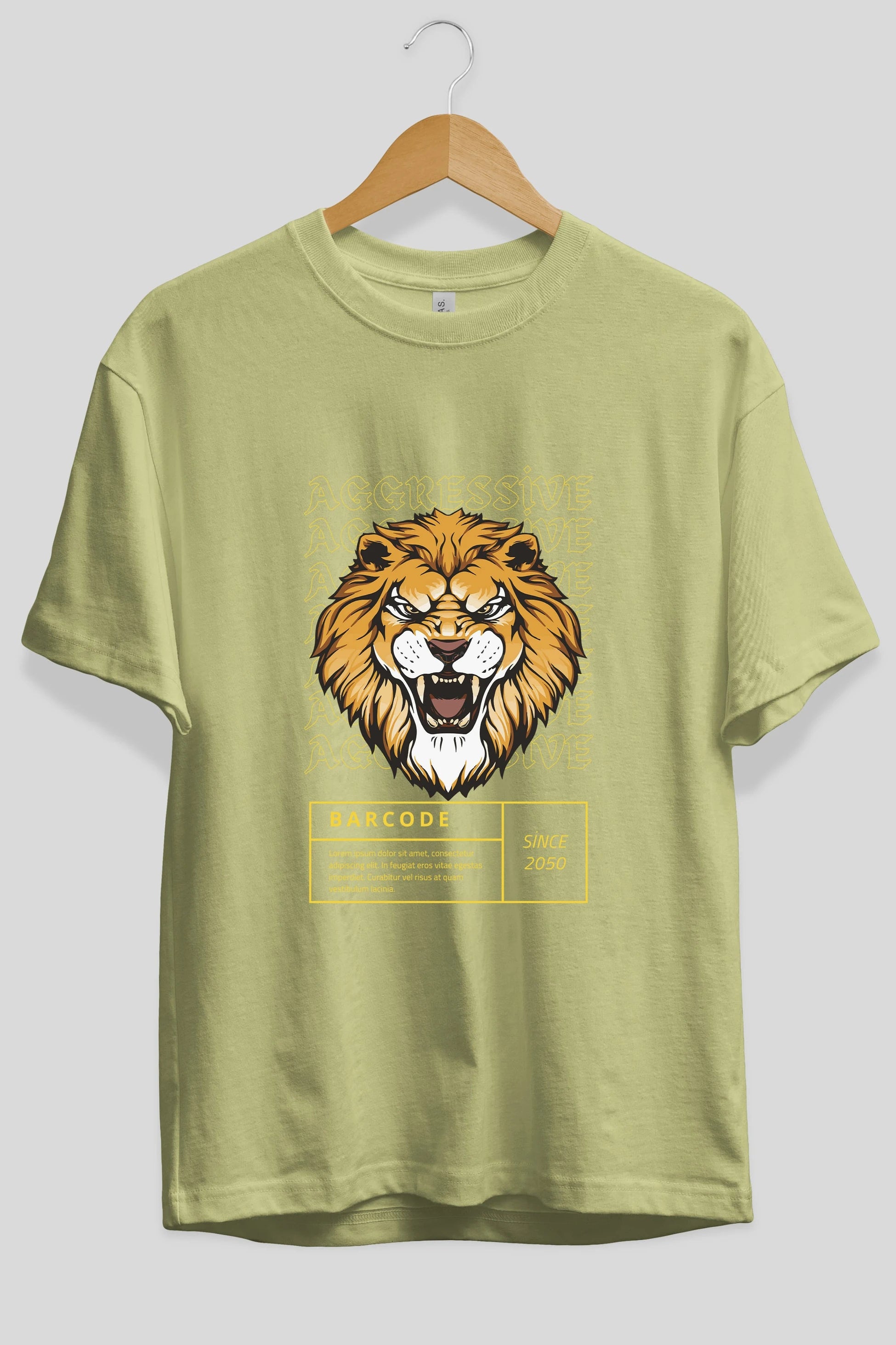 Aggressive Lion Ön Baskılı Oversize t-shirt Erkek Kadın Unisex