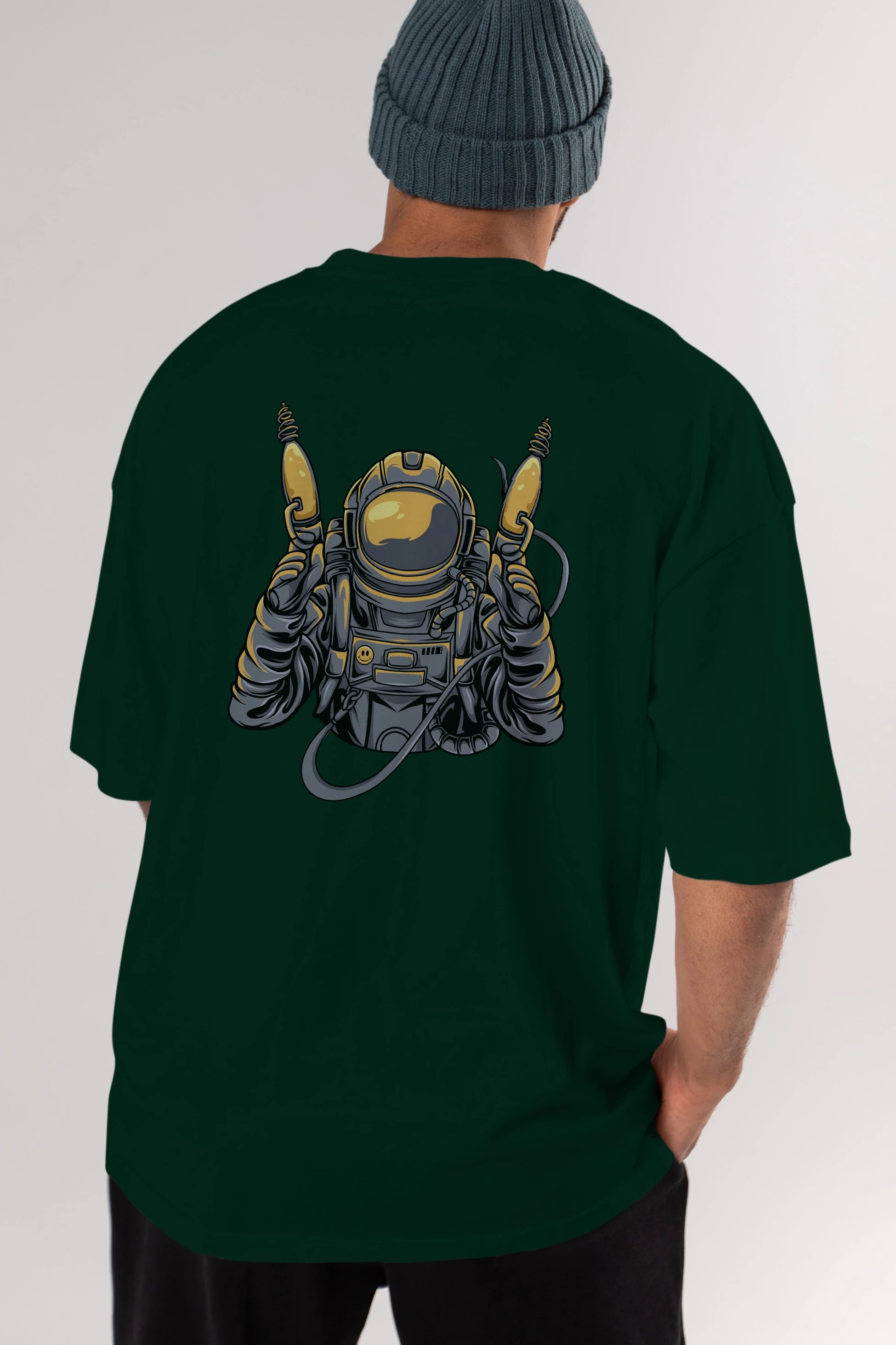 Alien Hunter Arka Baskılı Oversize t-shirt Erkek Kadın Unisex