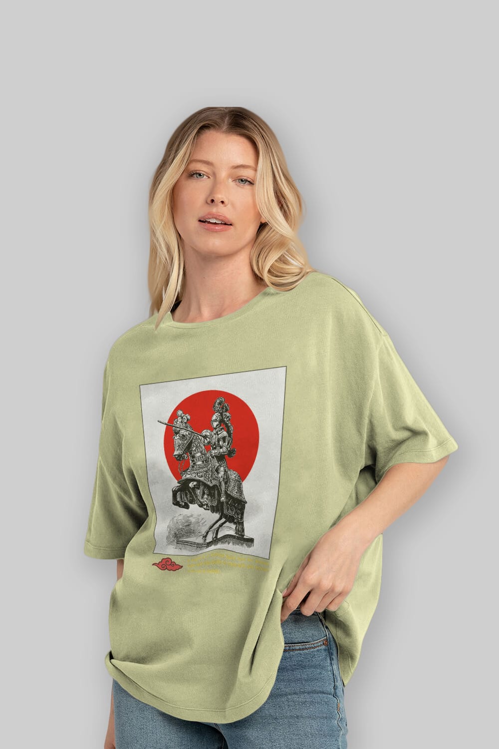 Japan Streetwear 2 Ön Baskılı Oversize t-shirt Erkek Kadın Unisex