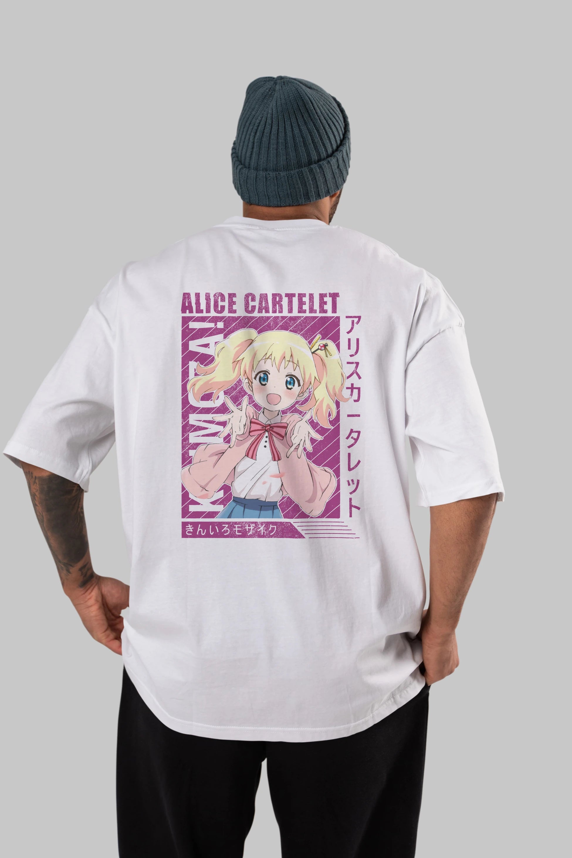 Alice Cartelet 12 Anime Arka Baskılı Oversize t-shirt Erkek Kadın Unisex