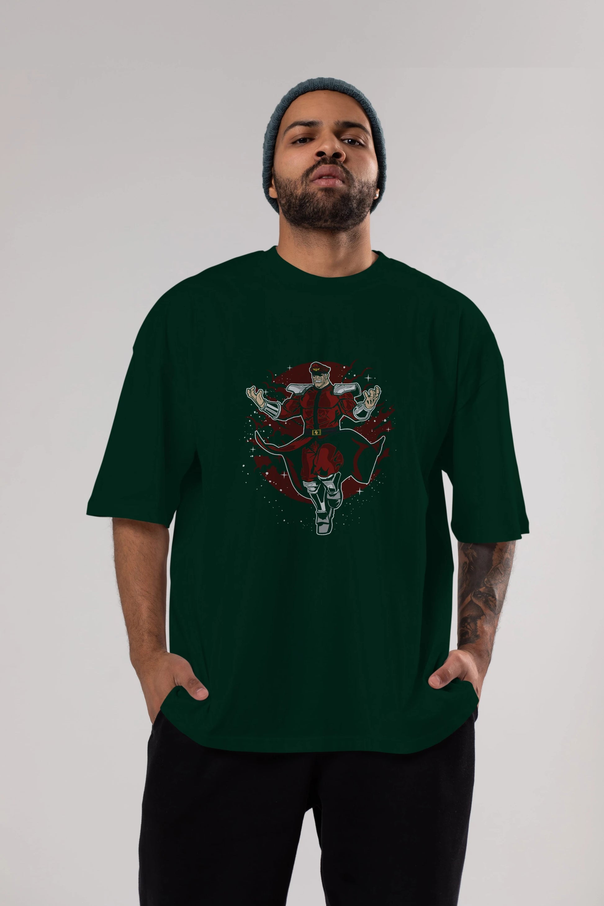 M BISON Ön Baskılı Oversize t-shirt Erkek Kadın Unisex %100 Pamuk tişort