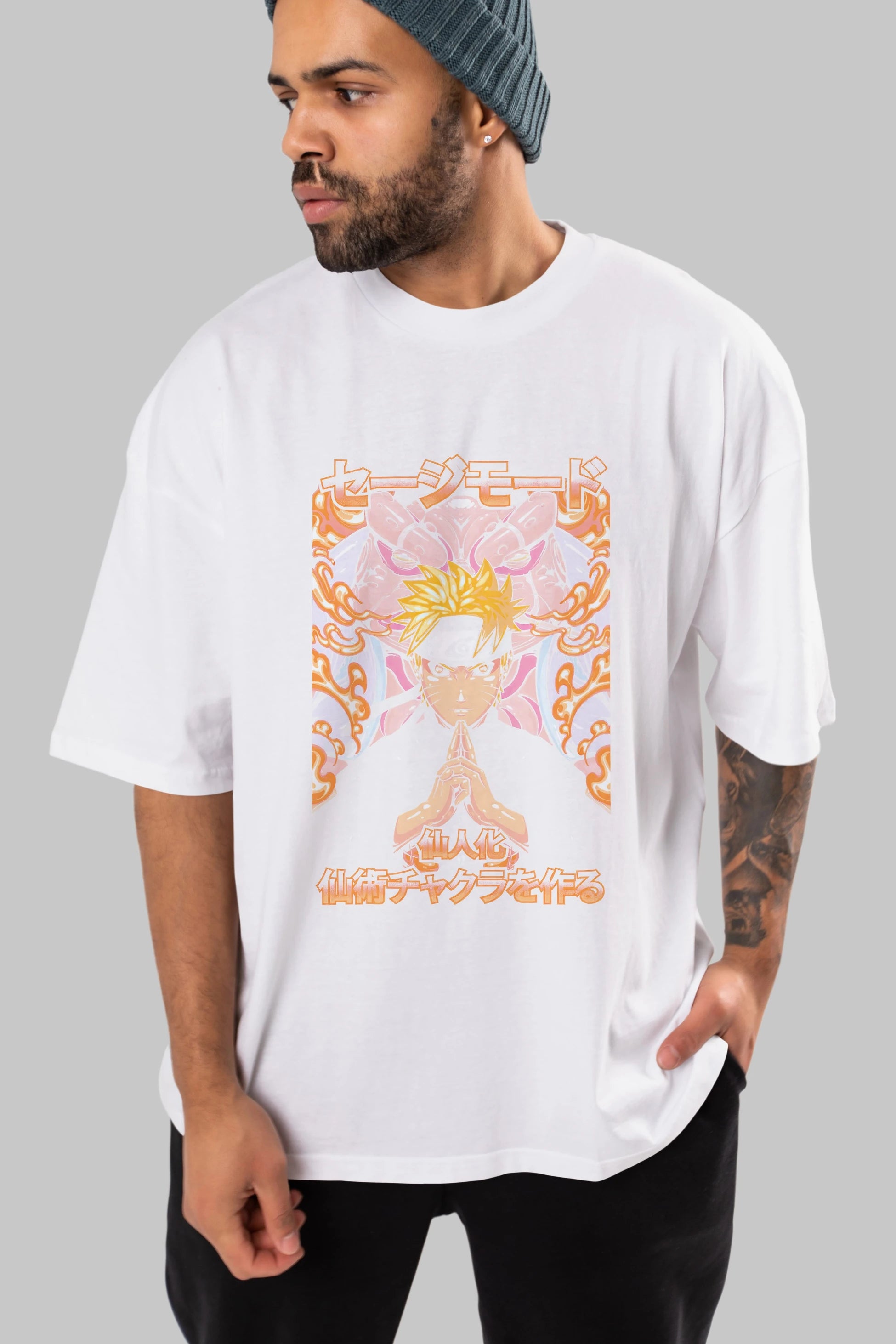 NARUTO (10) Anime Ön Baskılı Oversize t-shirt %100 pamuk Erkek Kadın Unisex