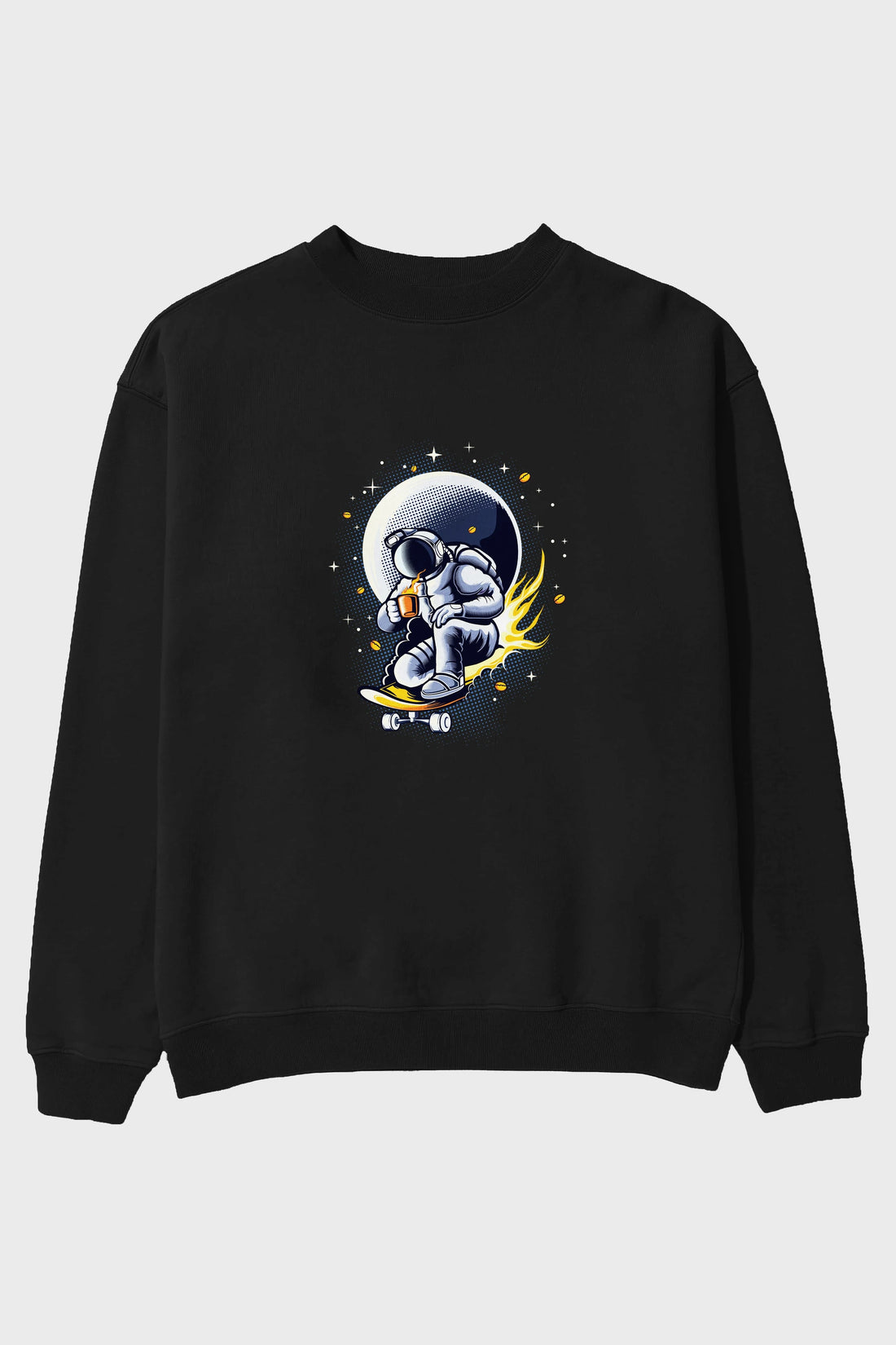 Astro Coffee Addict Ön Baskılı Oversize Sweatshirt Erkek Kadın Unisex