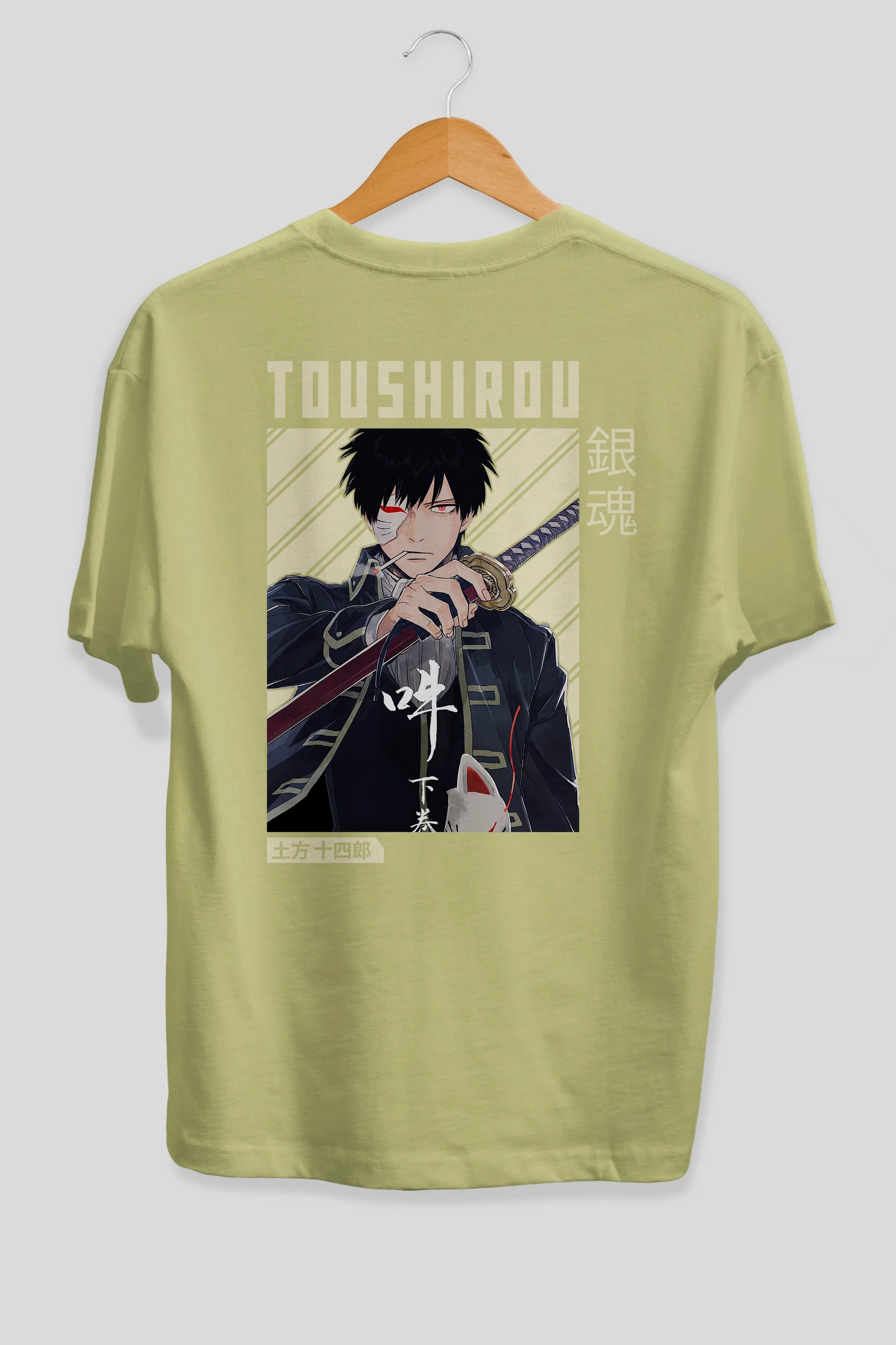 Toushirou Hijikata Anime Arka Baskılı Oversize t-shirt Erkek Kadın Unisex