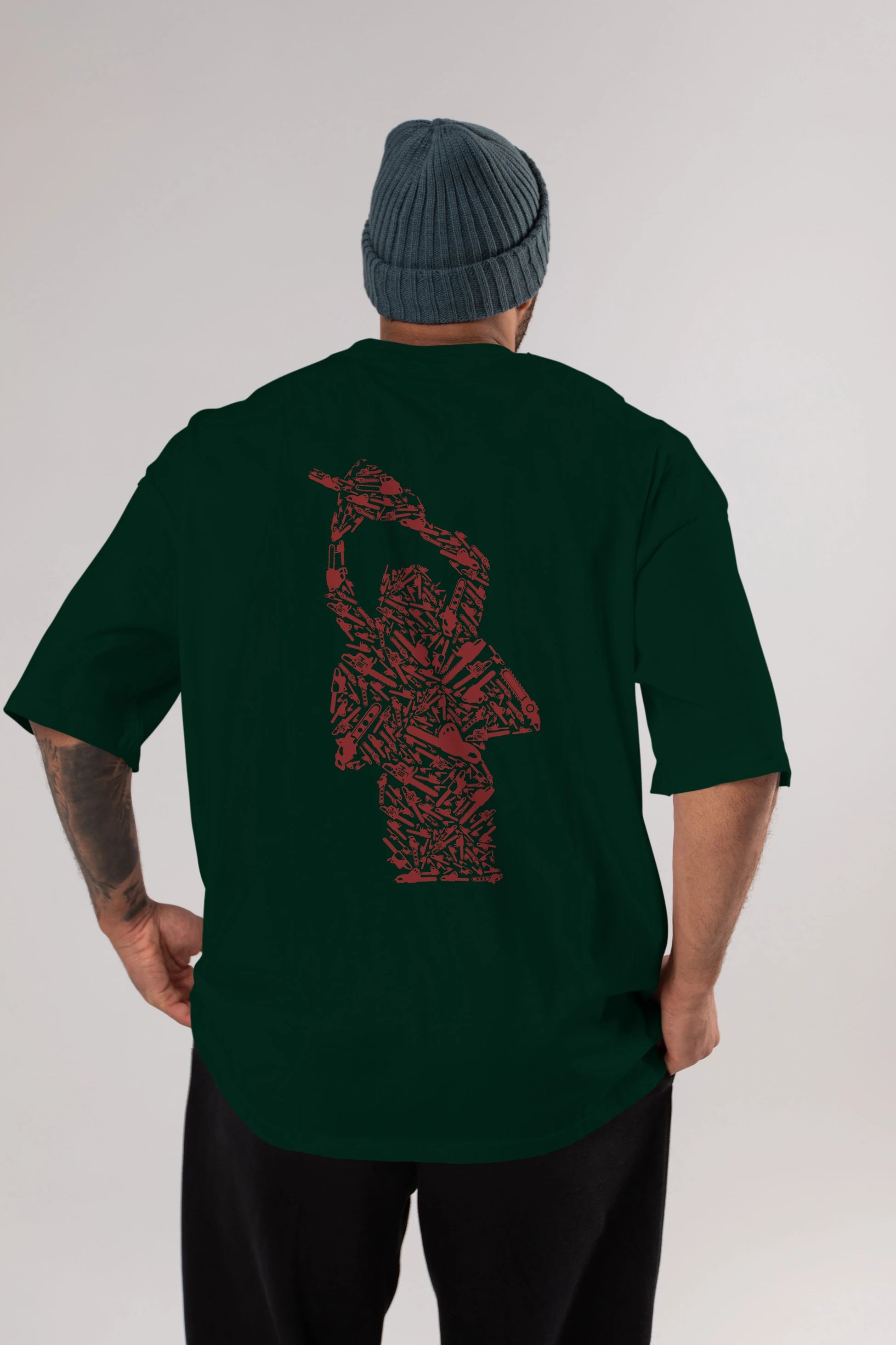Chainsaw Arka Baskılı Oversize t-shirt %100 pamuk Erkek Kadın Unisex