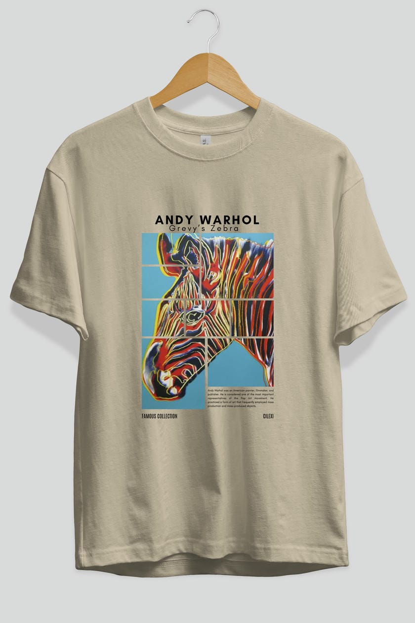 Andy Warhol ön Baskılı Oversize t-shirt Erkek Kadın Bisiklet Yaka Pamuk tişort