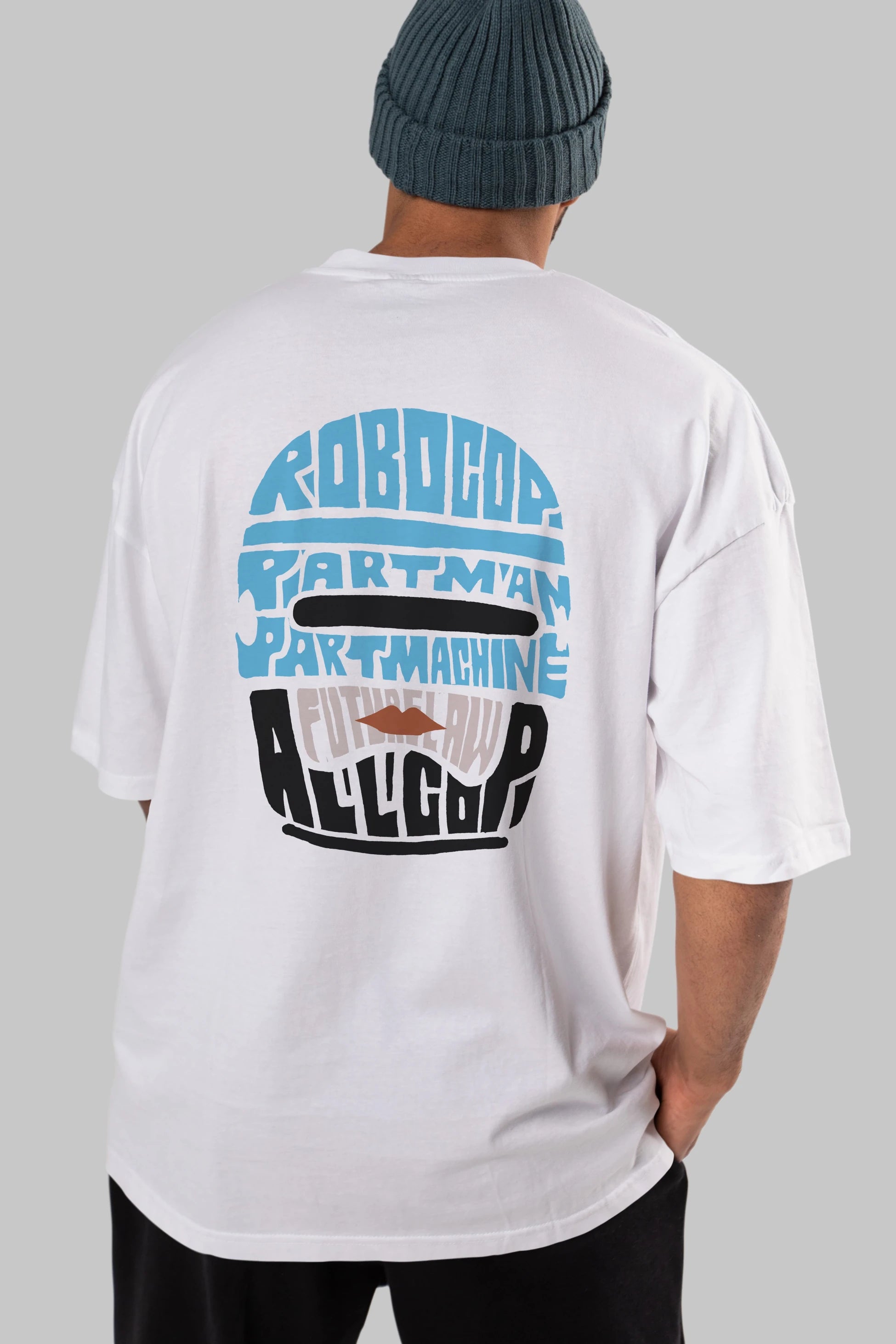 Robocop Arka Baskılı Oversize t-shirt %100 pamuk Erkek Kadın Unisex
