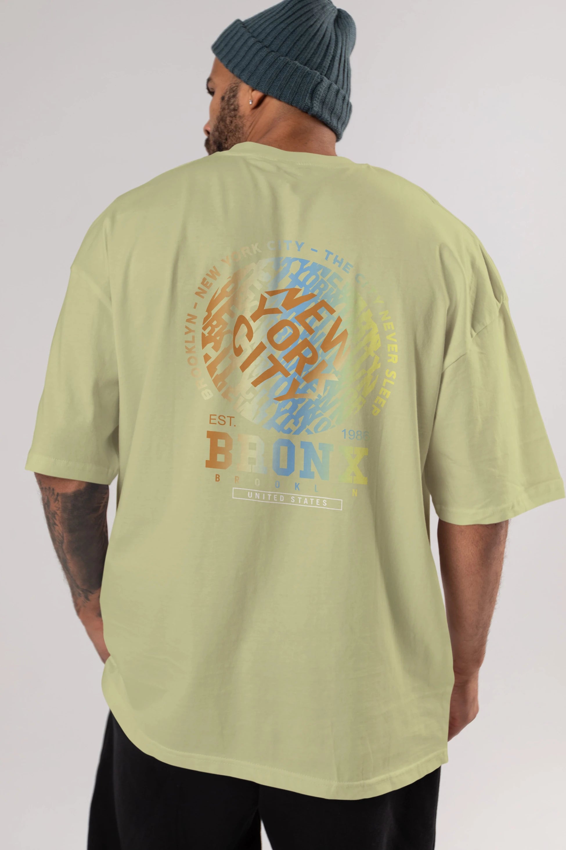 Brooklyn and New York City Arka Baskılı Oversize t-shirt Erkek Kadın Unisex