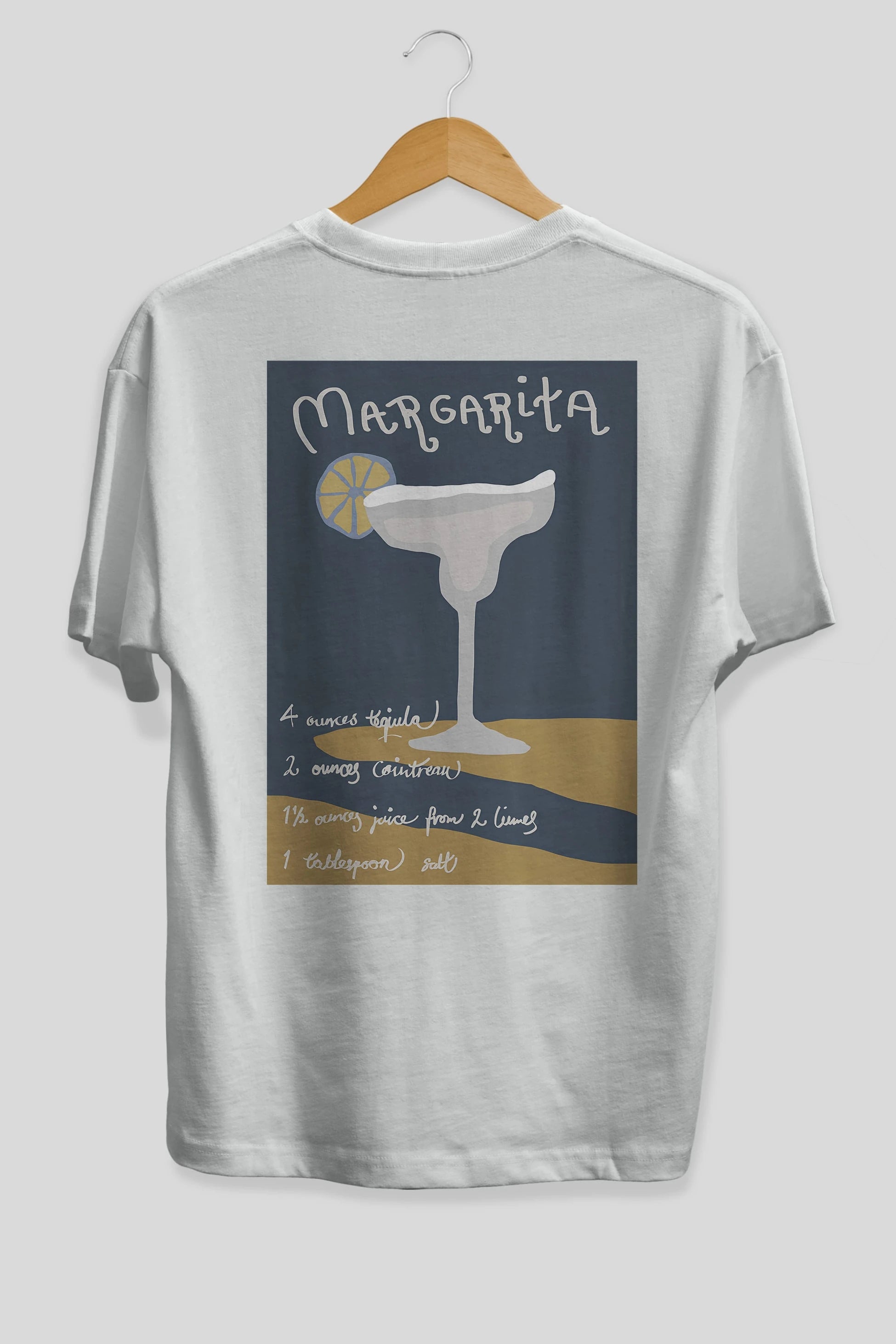 Margarita 2 Arka Baskılı Oversize t-shirt Erkek Kadın Unisex %100 Pamuk Bisiklet Yaka tişort
