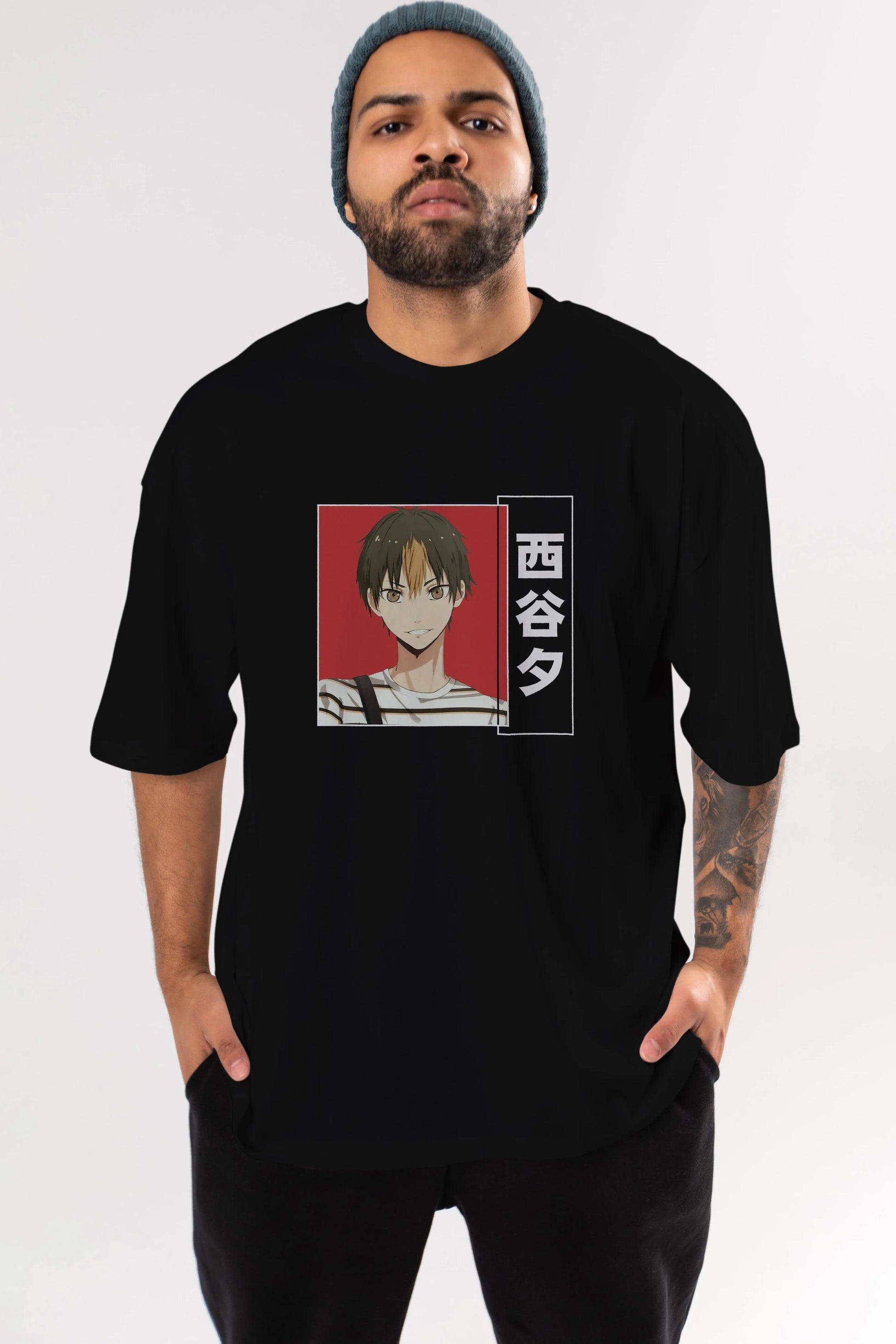 Yuu Nishinoya 1 Anime Ön Baskılı Oversize t-shirt %100 pamuk Erkek Kadın Unisex