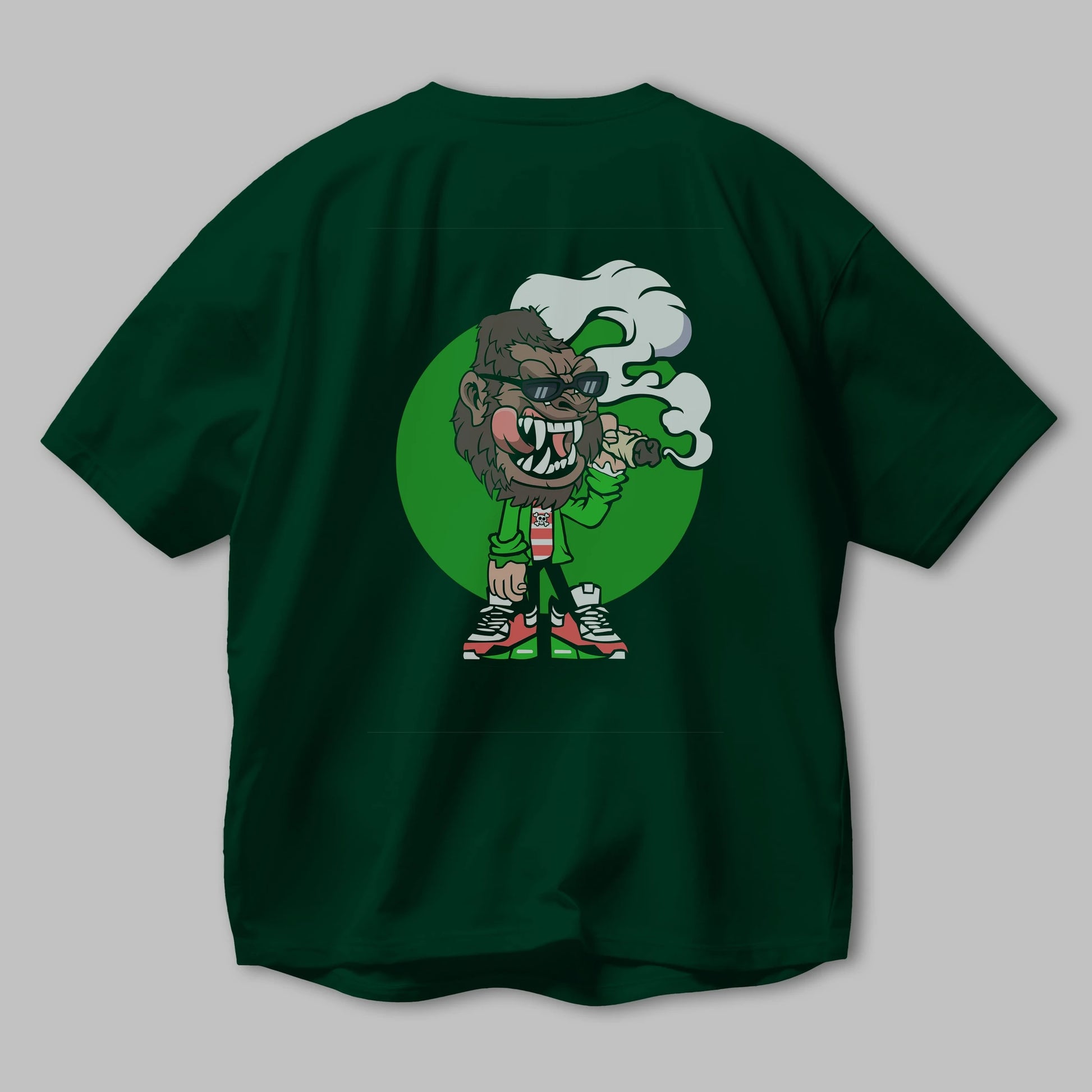 Gorilla Smoker Arka Baskılı Oversize t-shirt Erkek Kadın Unisex %100 Pamuk tişort