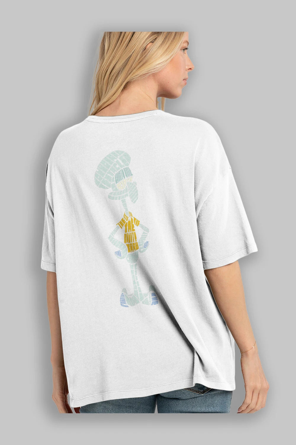 Squidward Arka Baskılı Oversize t-shirt %100 pamuk Erkek Kadın Unisex