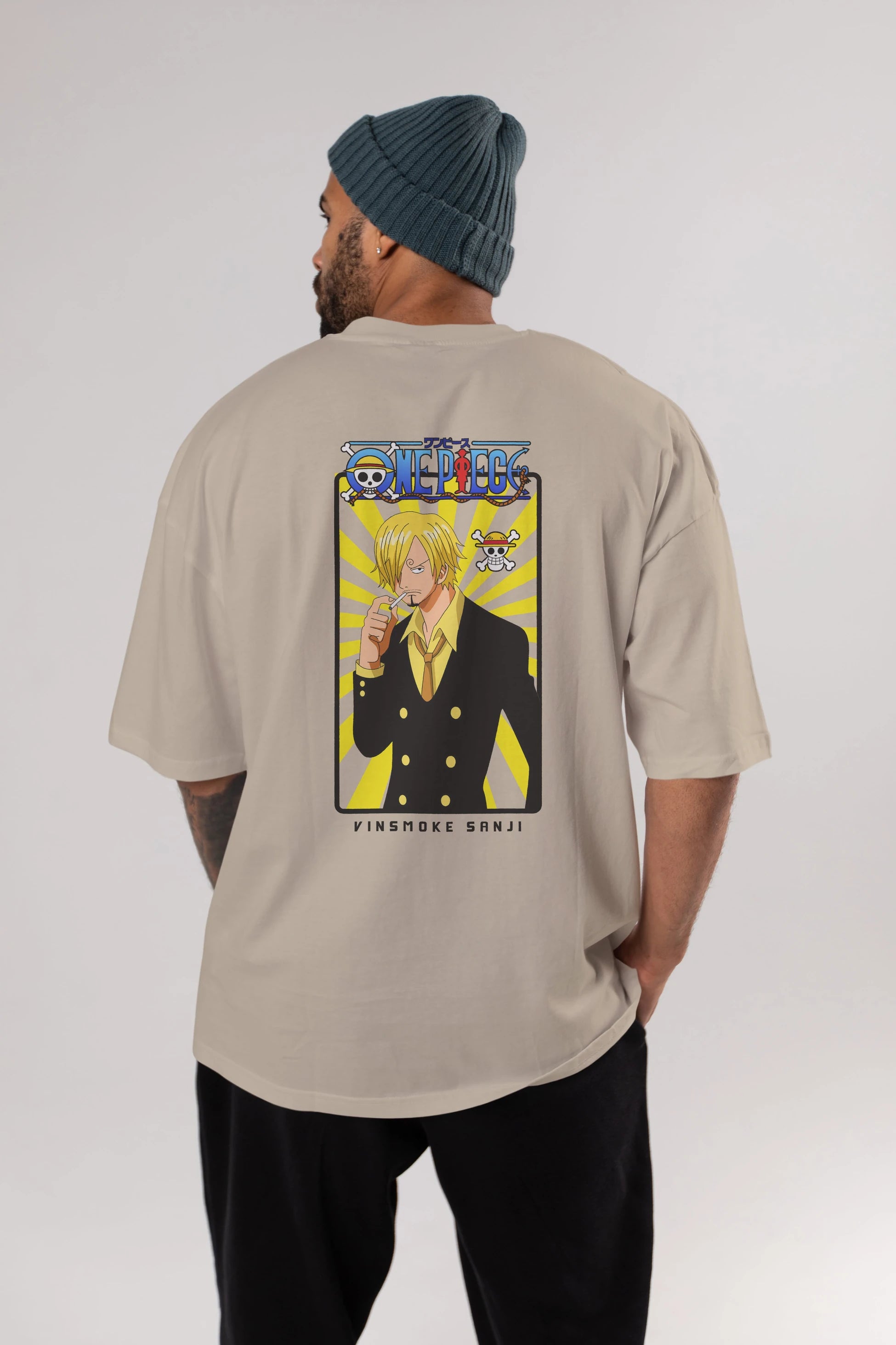 Sanji 4 Anime Arka Baskılı Oversize t-shirt Erkek Kadın Unisex %100 pamuk tişort