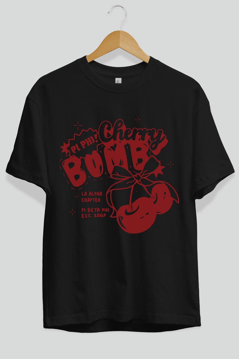 Cherry Bomb Cherries Ön Baskılı Oversize t-shirt Erkek Kadın Pamuk Bisiklet Yaka tişort