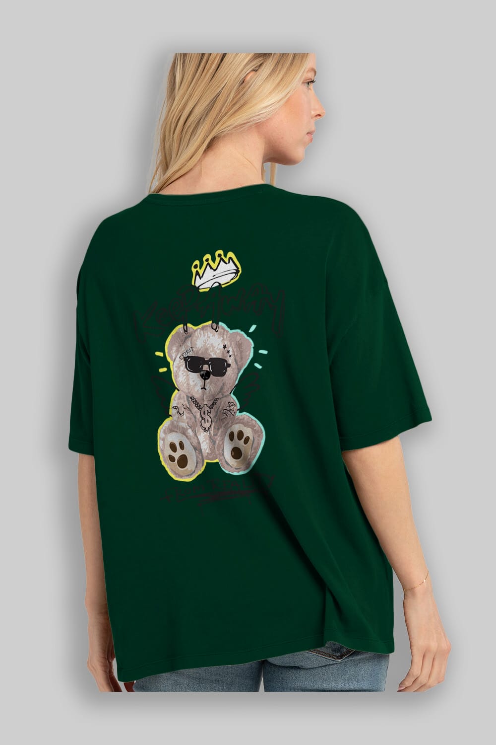 Keep Away Bear 2 Arka Baskılı Oversize t-shirt Erkek Kadın Unisex