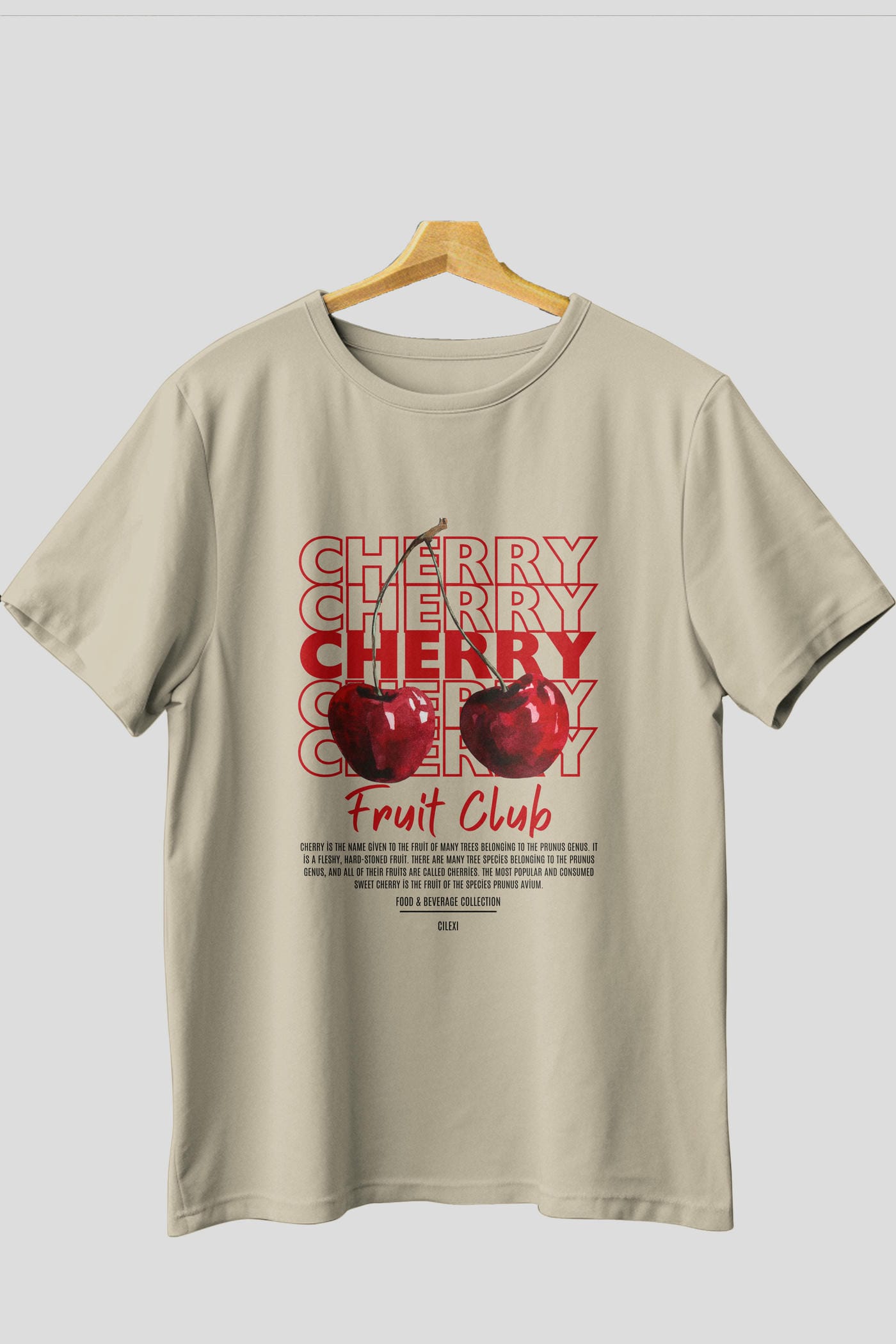 Cherry Ön Baskılı Oversize t-shirt Erkek Kadın Pamuk Bisiklet Yaka tişort