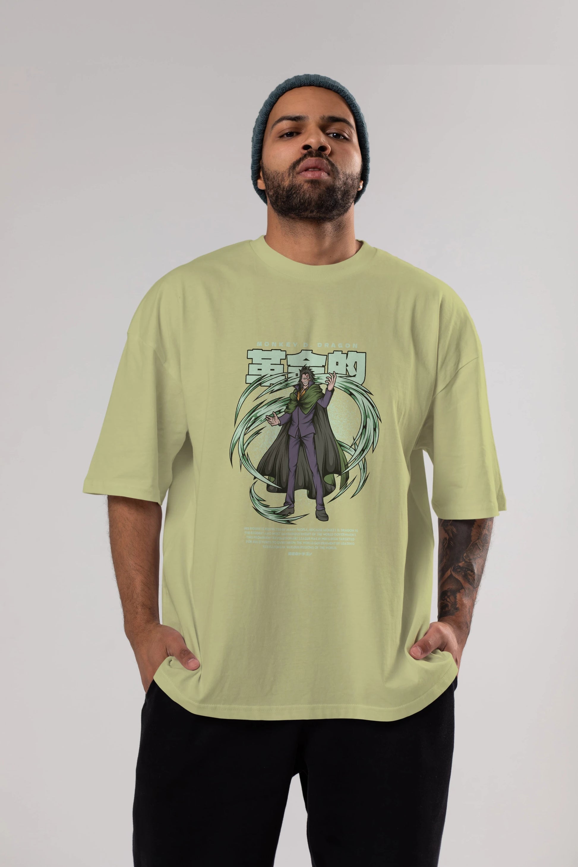 Monkey D. Dragon Anime Ön Baskılı Oversize t-shirt %100 pamuk Erkek Kadın Unisex