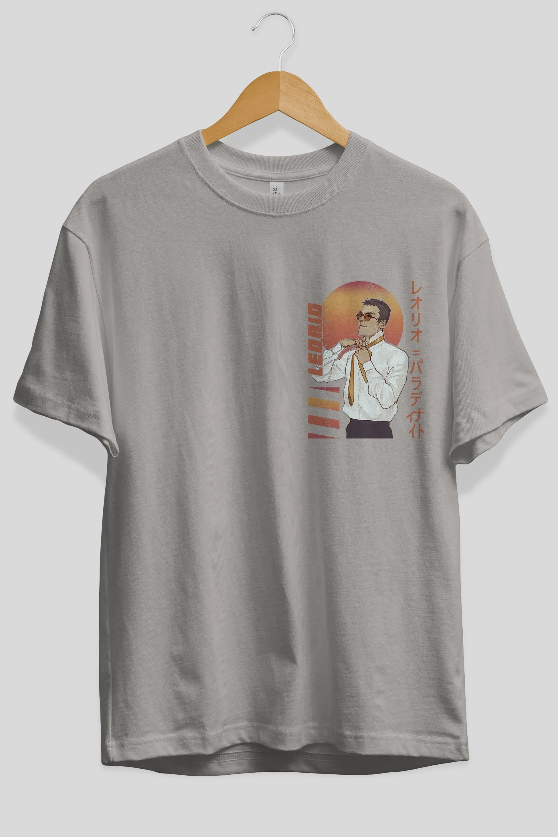 Leorio Paladiknight 5 (2) Ön Sol Baskılı Oversize t-shirt Erkek Kadın Unisex %100 Pamuk Bisiklet Yaka tişort