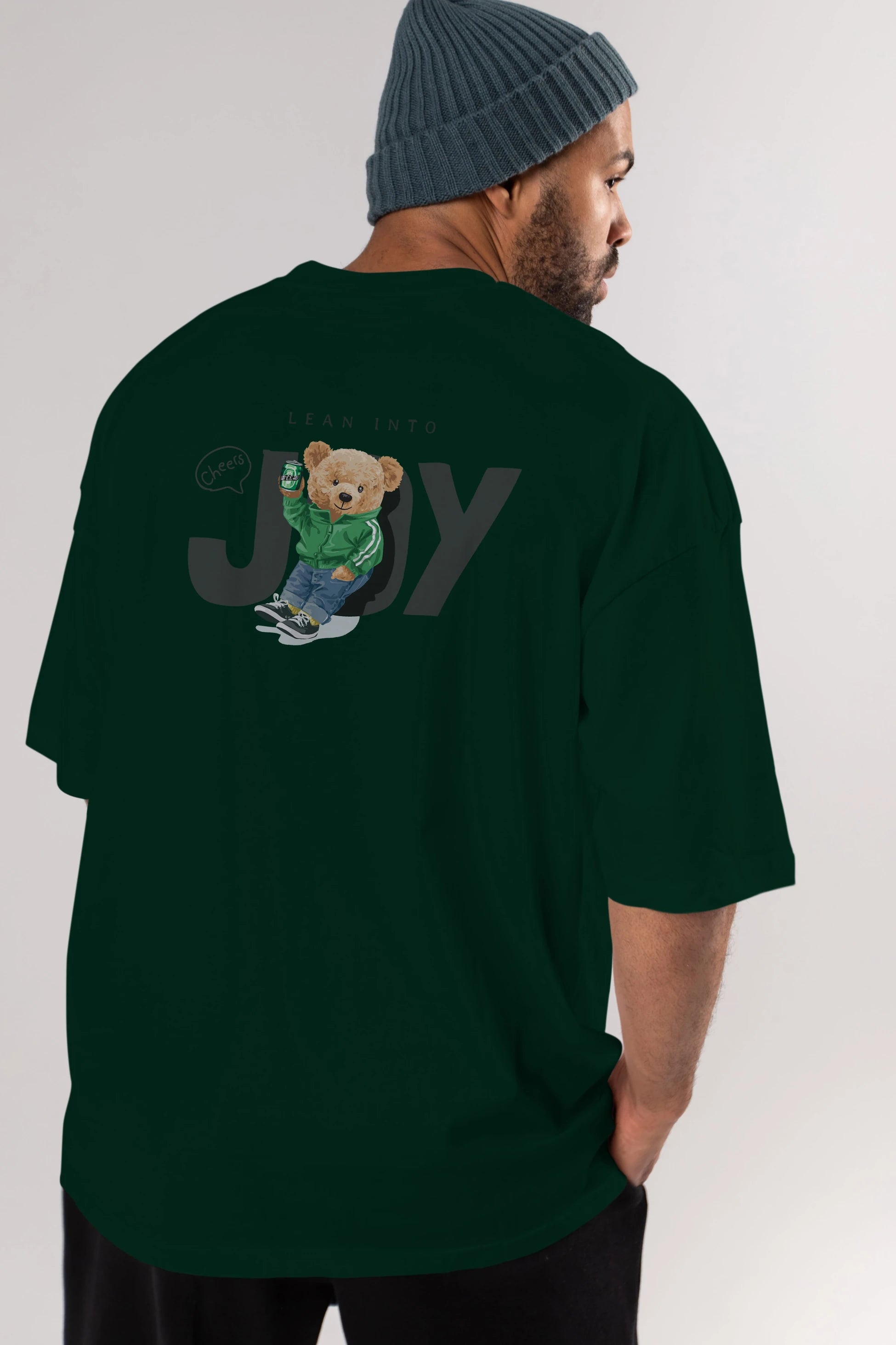 Teddy Bear Joy Arka Baskılı Oversize t-shirt Erkek Kadın Unisex %100 Pamuk