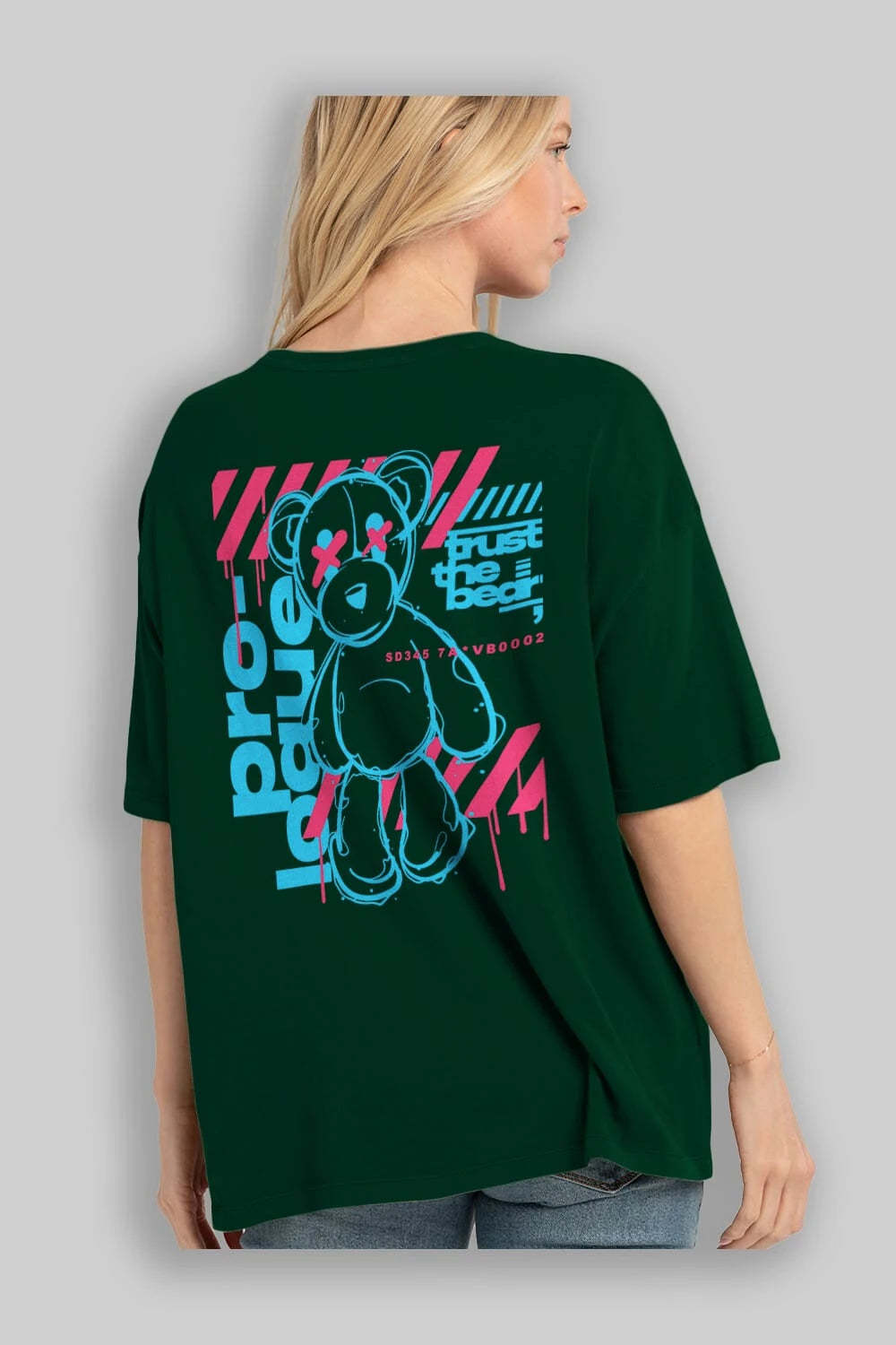 Trust The Bear Arka Baskılı Oversize t-shirt Erkek Kadın Unisex