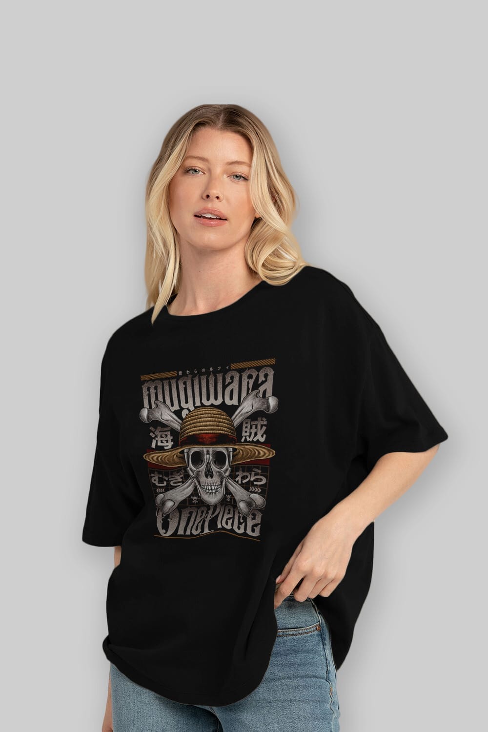 ONE PIECE (2) Anime Ön Baskılı Oversize t-shirt %100 pamuk Erkek Kadın Unisex