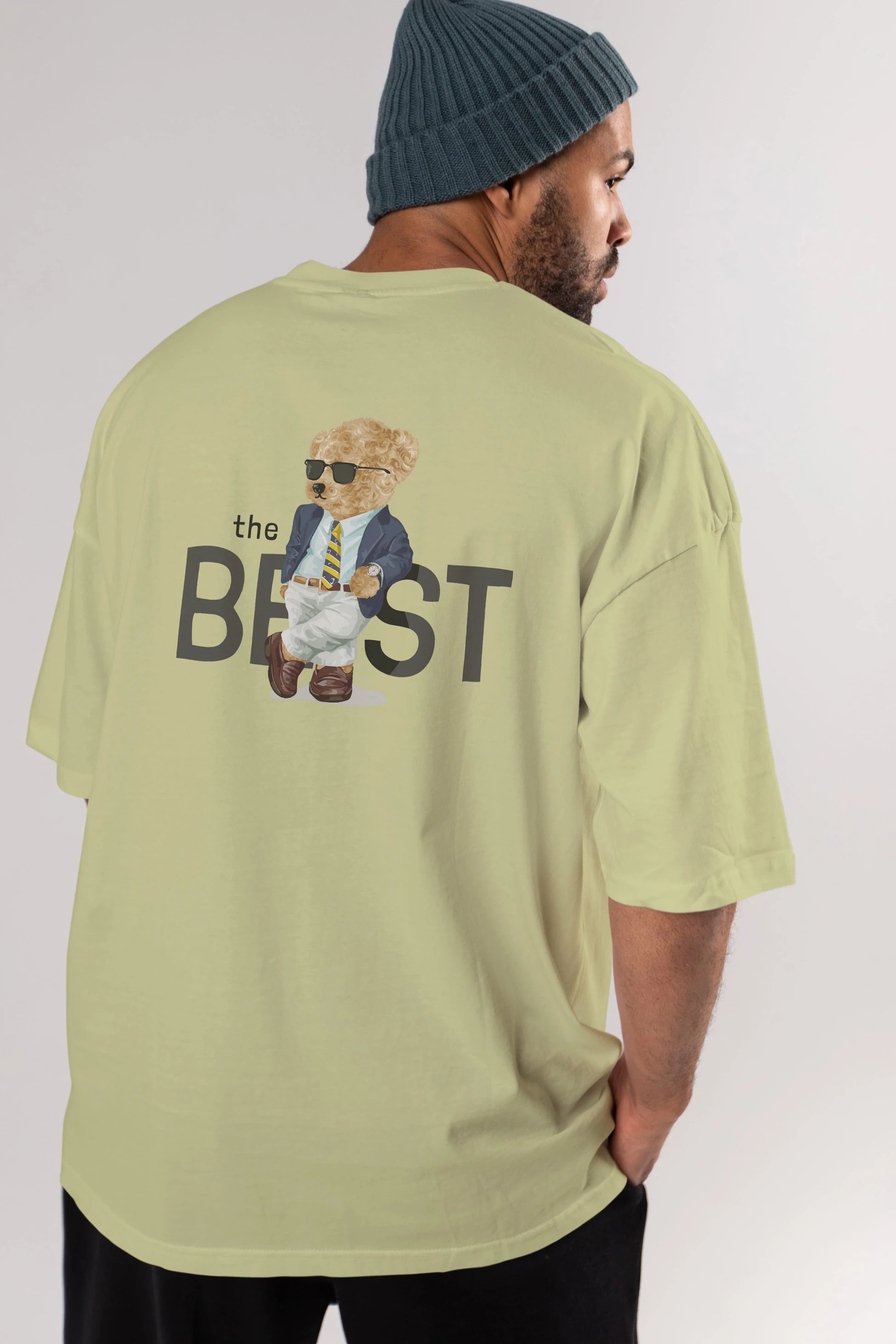 Teddy Bear The Best Arka Baskılı Oversize t-shirt Erkek Kadın Unisex %100 Pamuk