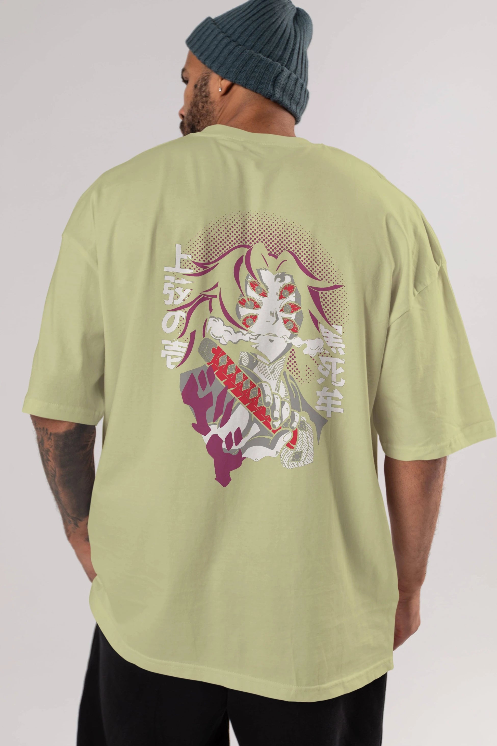Kokushibo Anime Arka Baskılı Oversize t-shirt Erkek Kadın Unisex