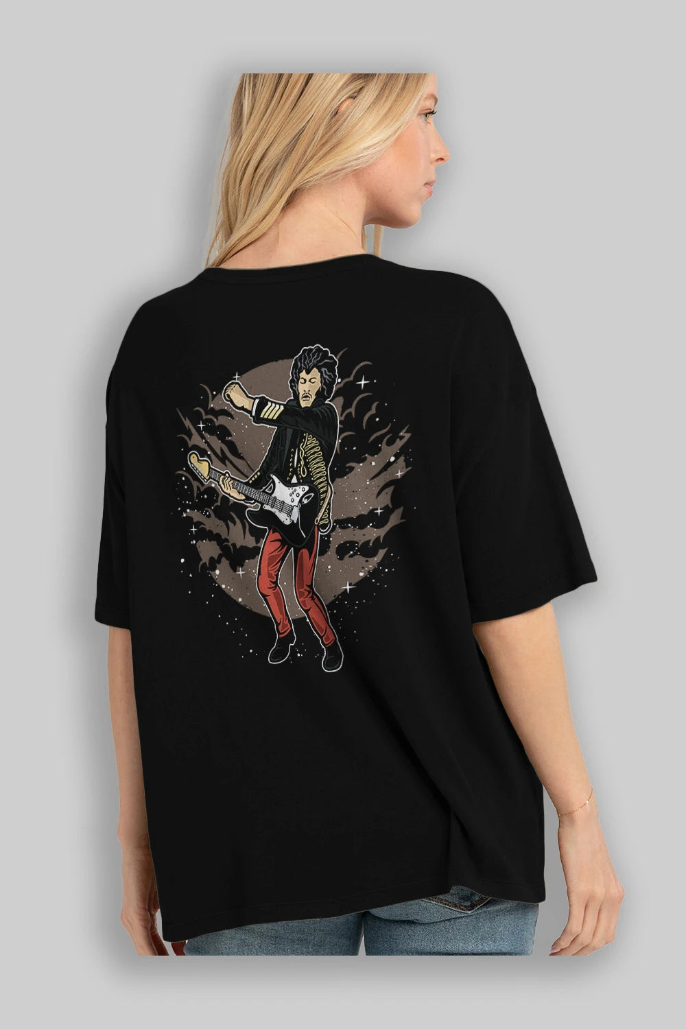 JIMMY HENDRIX Arka Baskılı Oversize t-shirt Erkek Kadın Unisex %100 Pamuk