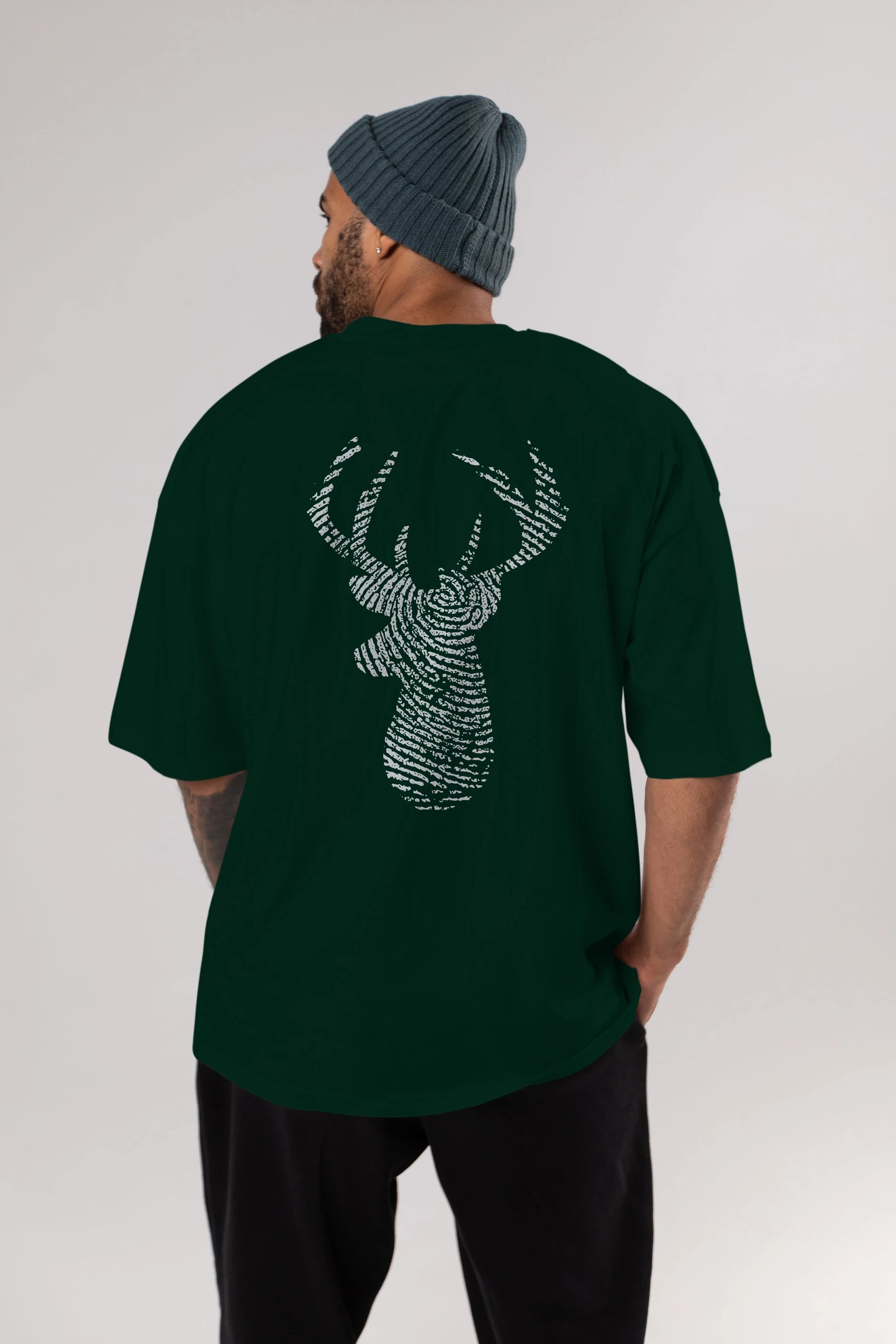 Deer 3 Arka Baskılı Oversize t-shirt %100 pamuk Erkek Kadın Unisex