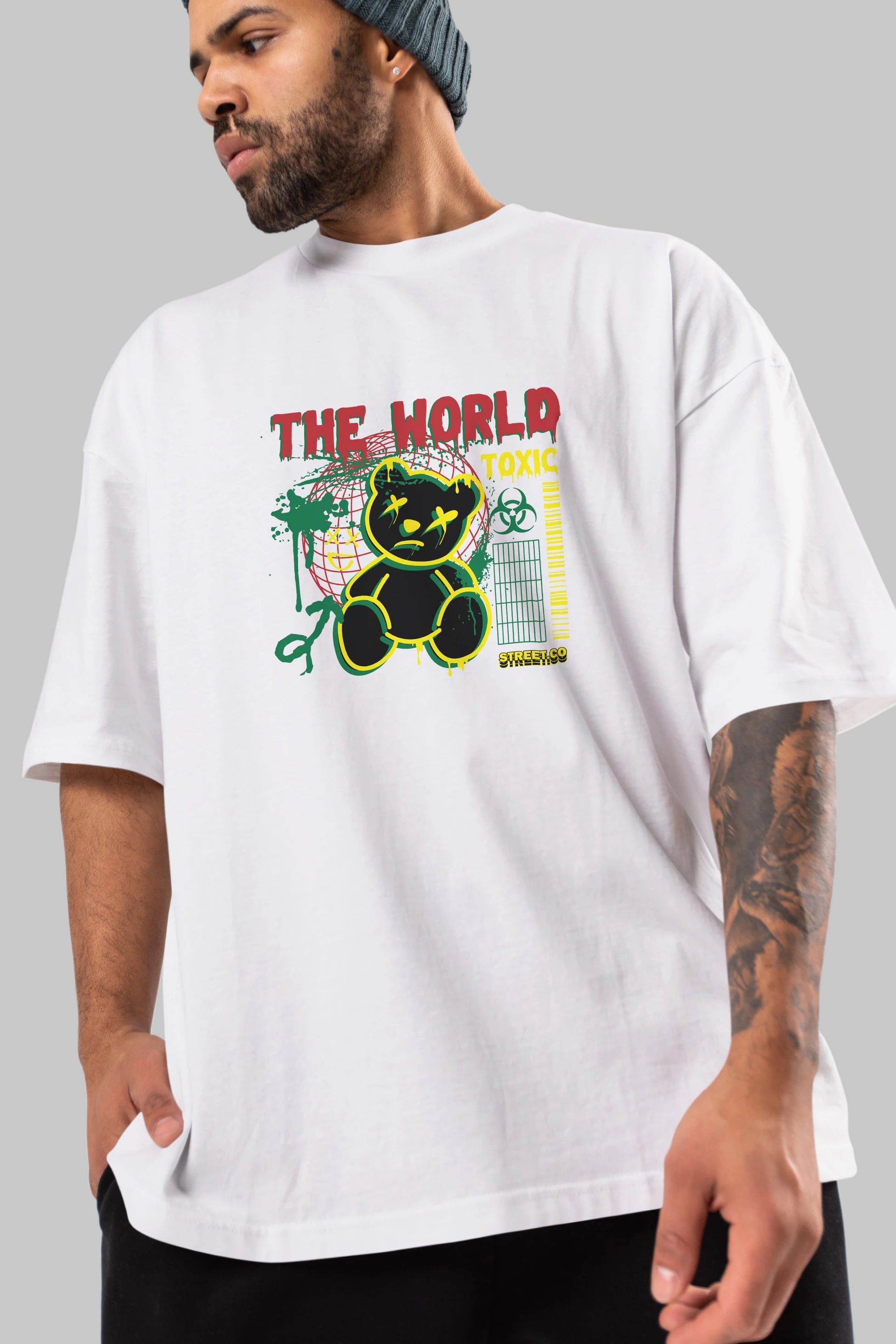 The World Toxic Bear Ön Baskılı Oversize t-shirt Erkek Kadın Unisex