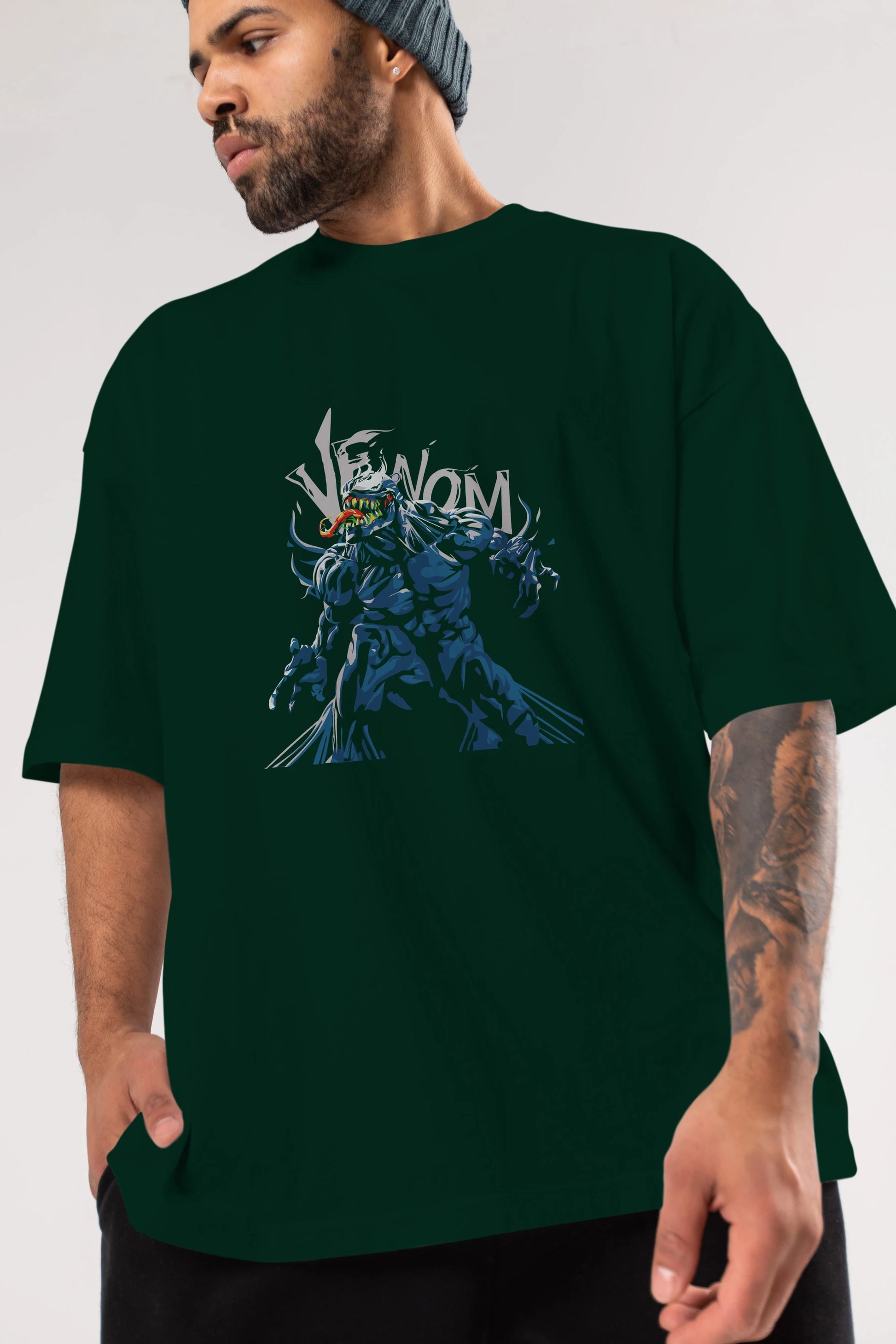 Venom (8) Ön Baskılı Oversize t-shirt Erkek Kadın Unisex %100 Pamuk Bisiklet Yaka tişort