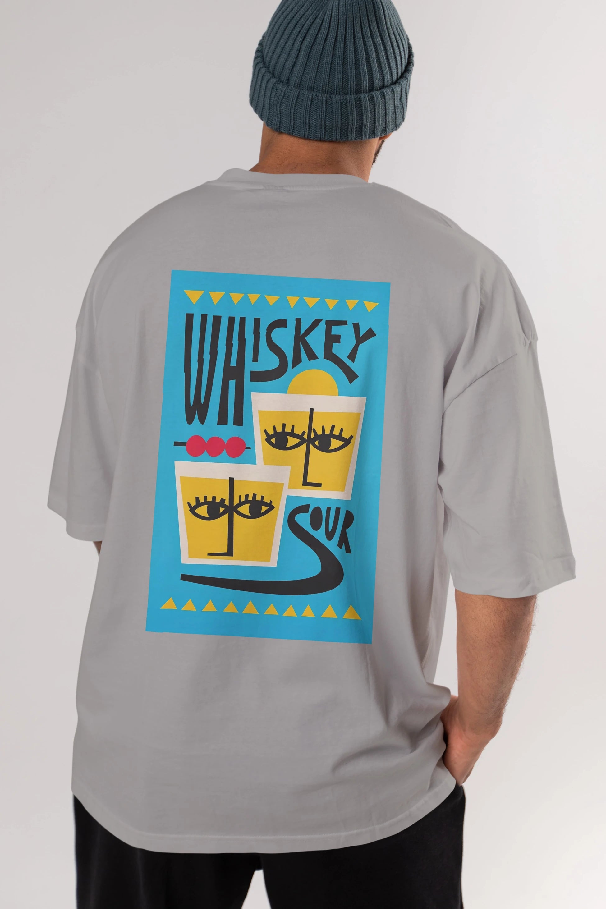 Whiskey Sour 2 Arka Baskılı Oversize t-shirt Erkek Kadın Unisex %100 Pamuk Bisiklet Yaka tişort